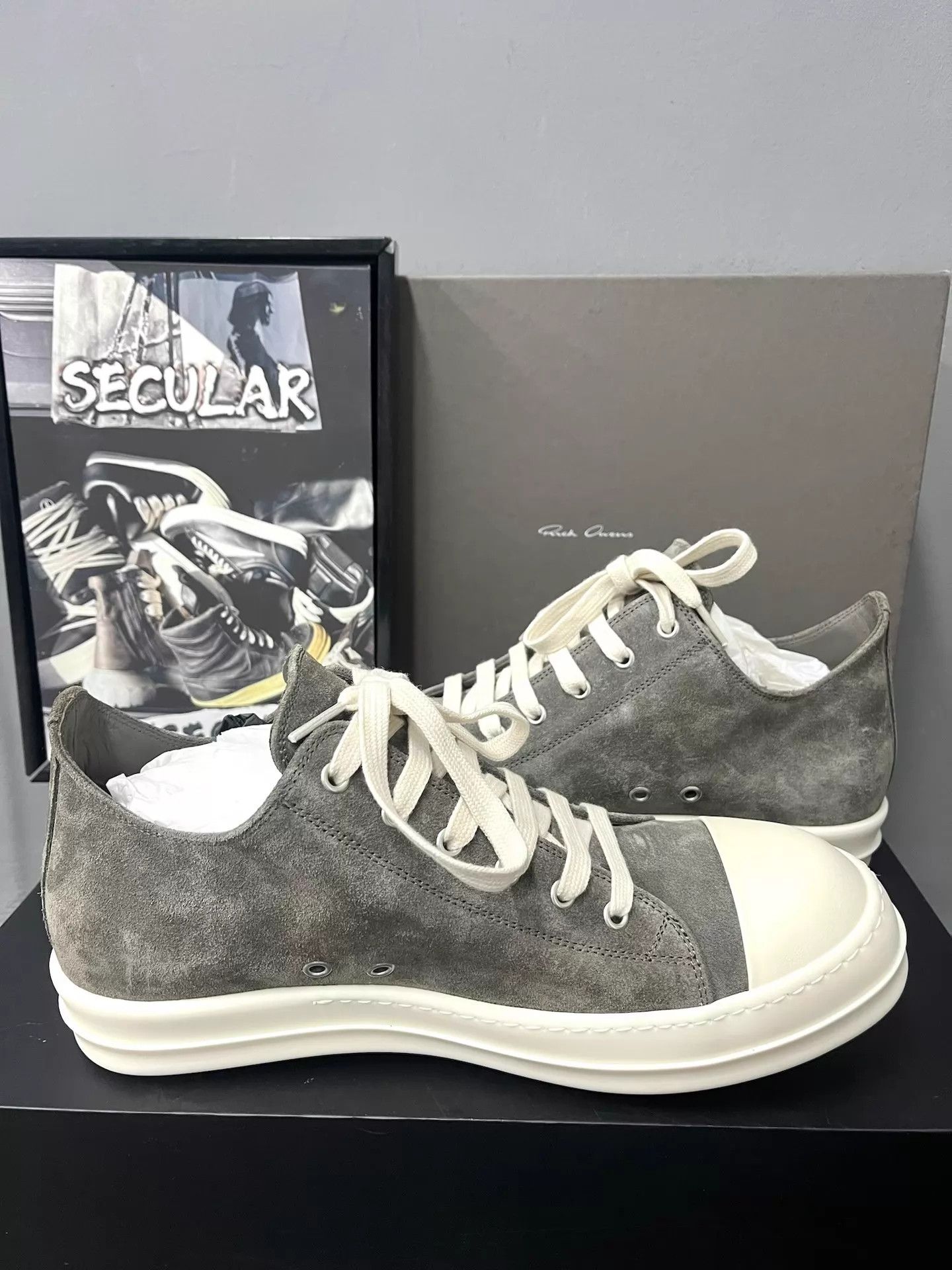 Rick Owens Rick Owens 26SS Light Grey Suede Low Sneakers K34 Size US 7 / EU 40 - 8 Thumbnail