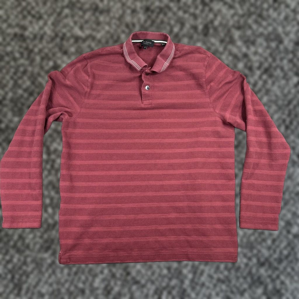 Ted Baker VINTAGE Ted Baker Men’s Polo Shirt Long Sleeve Striped Textured Cotton Blend Size 4 Size US S / EU 44-46 / 1 - 1 Thumbnail