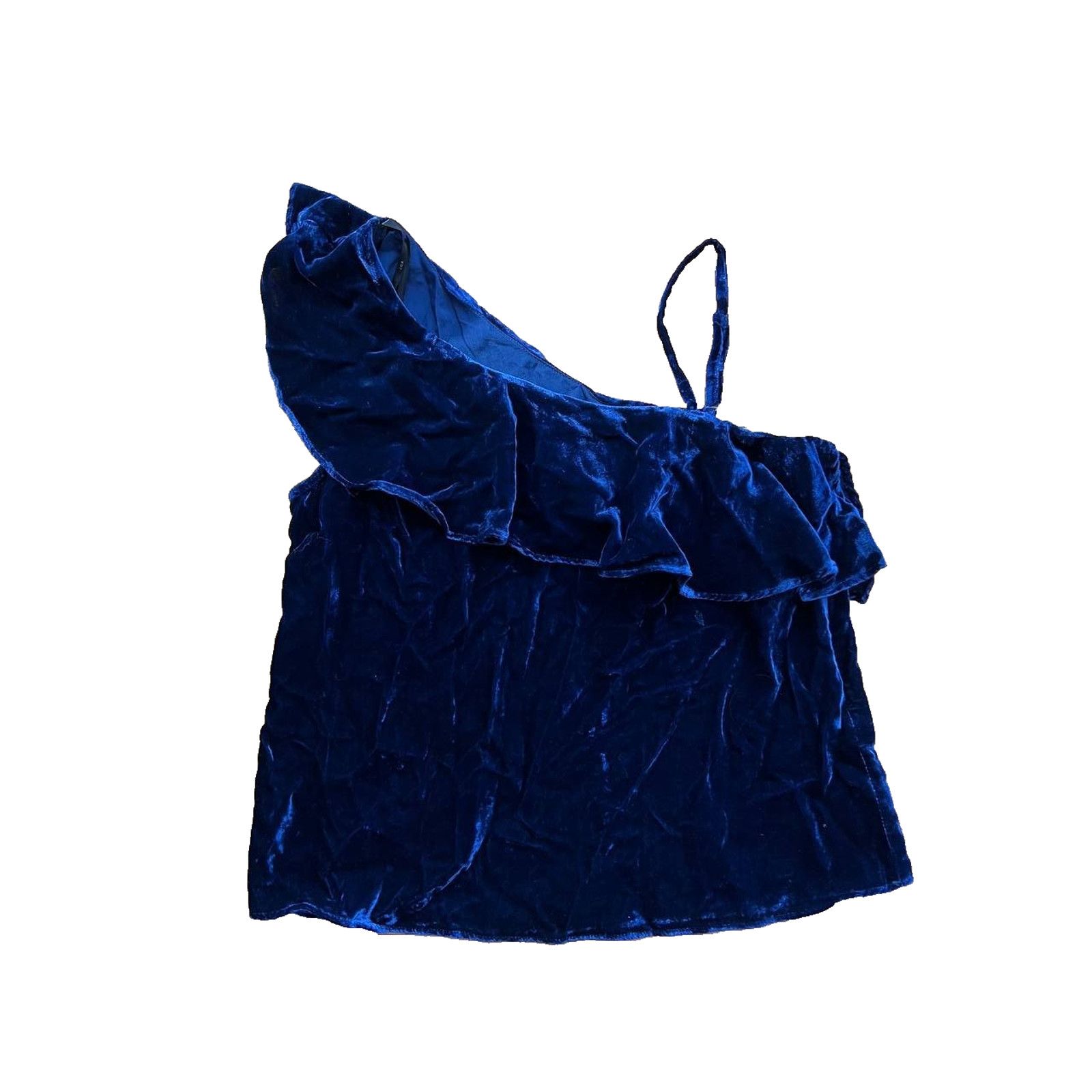 Stay Dirty Clothing J.O.A. Velvet Rufle One Shoulde Shirt top Y2K Navy M A002007 Size M / US 6-8 / IT 42-44 - 3 Thumbnail