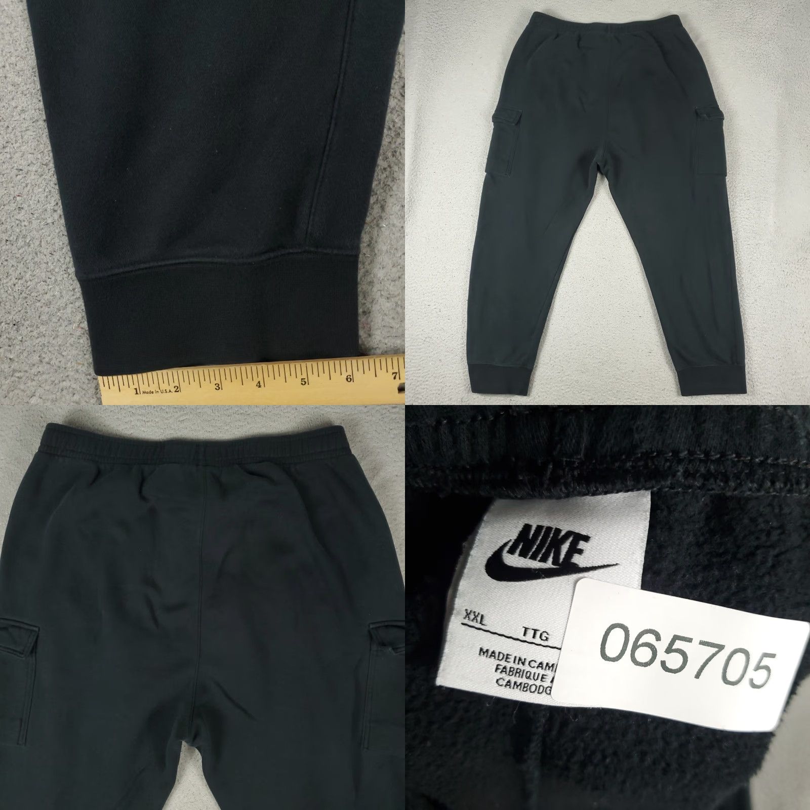 Nike Nike Pants Mens 2XL Black Cargo Fleece Jogger Sweatpants Regular Tapered with Pockets Sports Style Nike Swoosh Dri Fit Men Continued Size US 39 - 8 Thumbnail