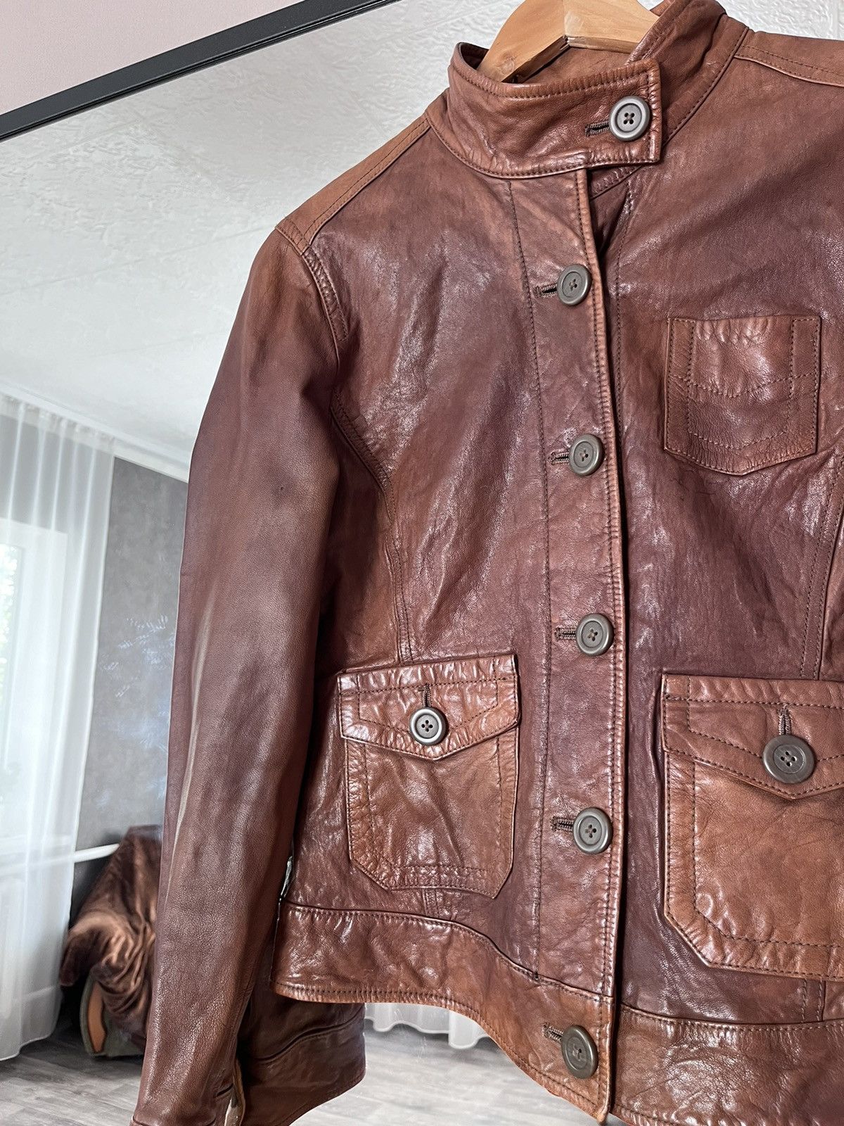 Gap Gap Vintage Brown Leather Woman Button Jacket 90’s Size M / US 6-8 / IT 42-44 - 4 Thumbnail