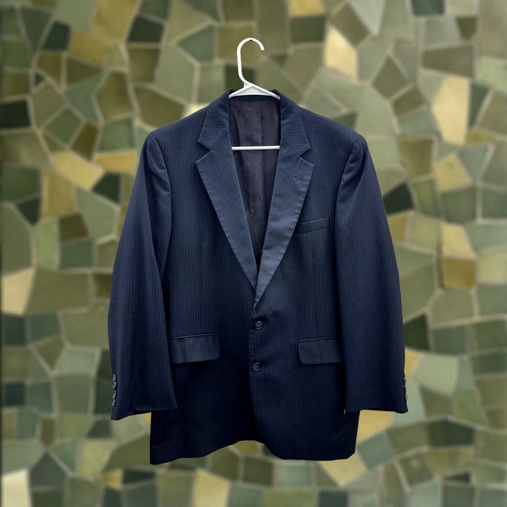 Stafford Stafford Blazer Size 41R Blue Pinstripe Two-Button Up Sports Coat Mens Regular Notch Lapel Jacket Front Button Style Two-Button Front Sizing 41R Size 42R - 1 Thumbnail