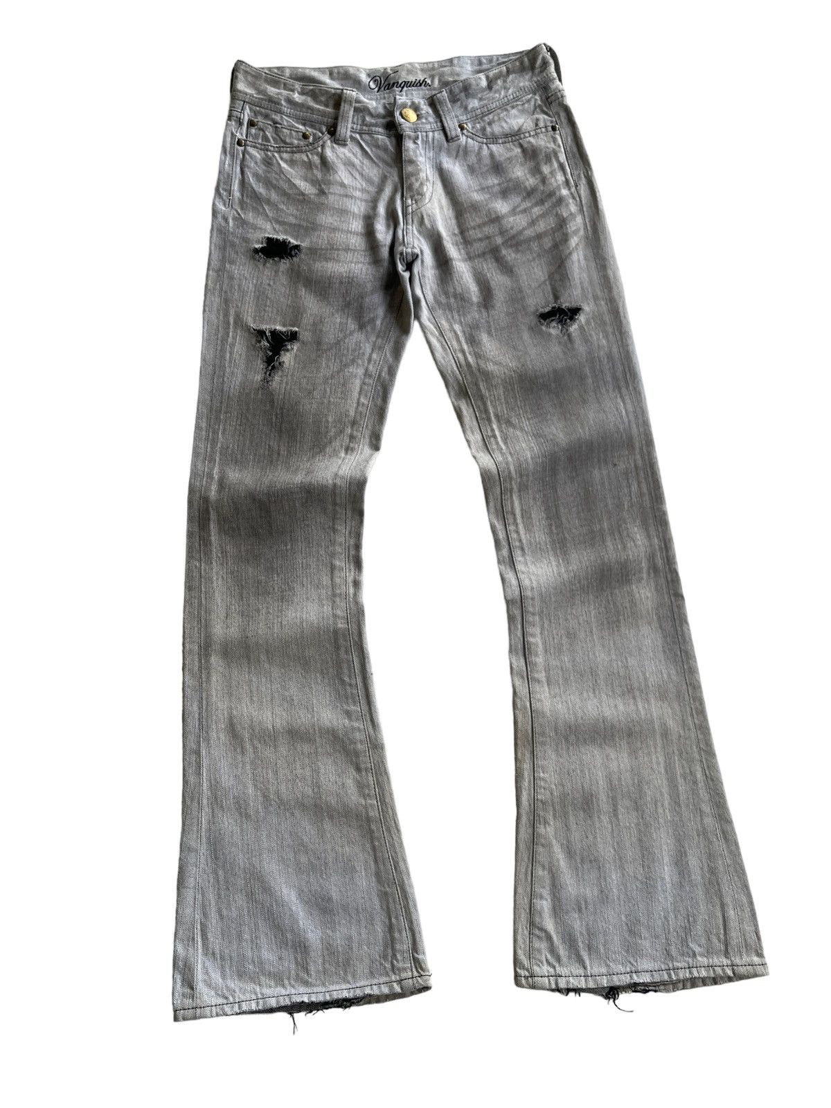 Vanquish SICK❗️Crazy Dirty Distressed Flare Denim Size US 28 / EU 44 - 4 Thumbnail