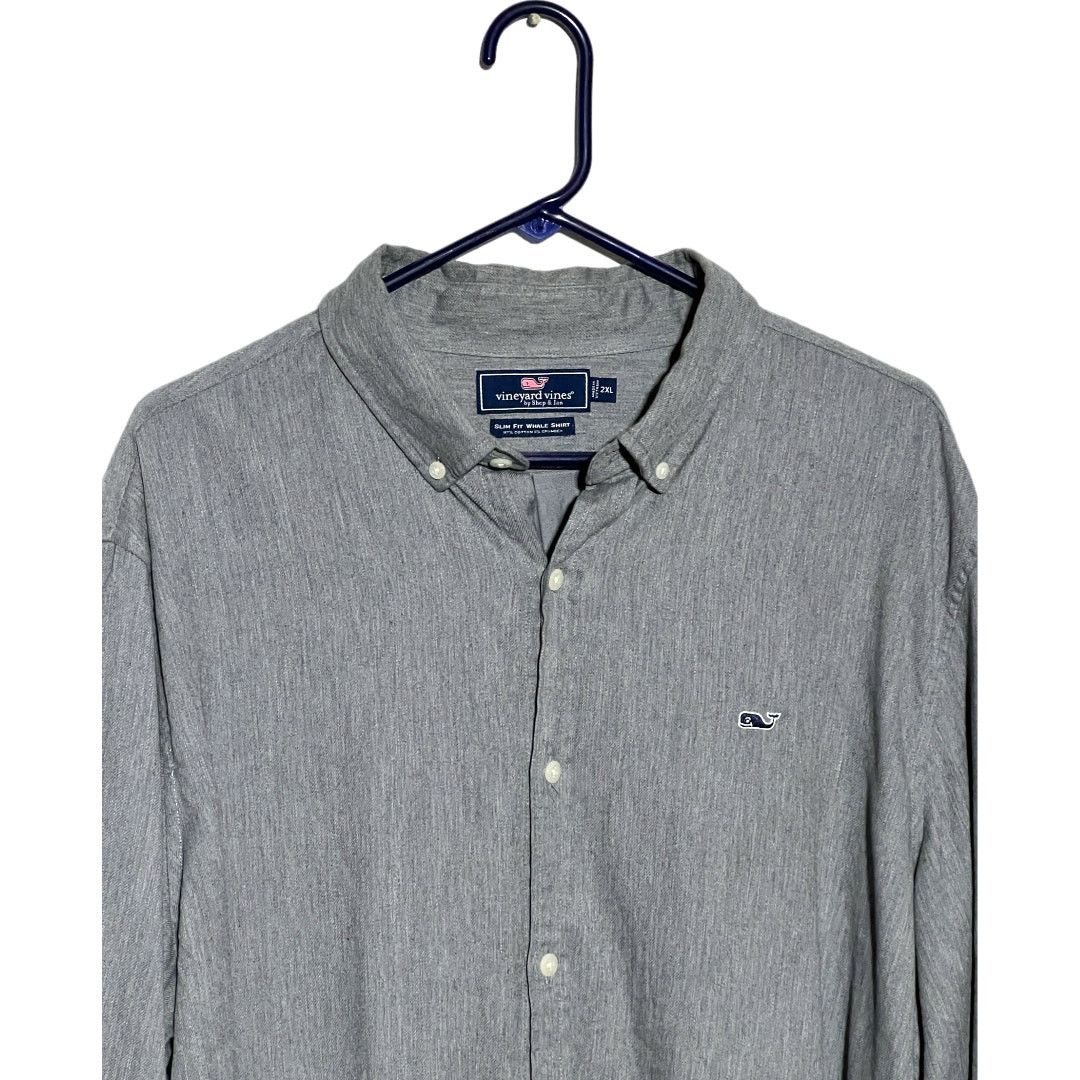 Vineyard Vines Vineyard Vines Men's Grey Button Slim Fit Whale Shirt Sz 2XL Size US XXL / EU 58 / 5 - 4 Thumbnail