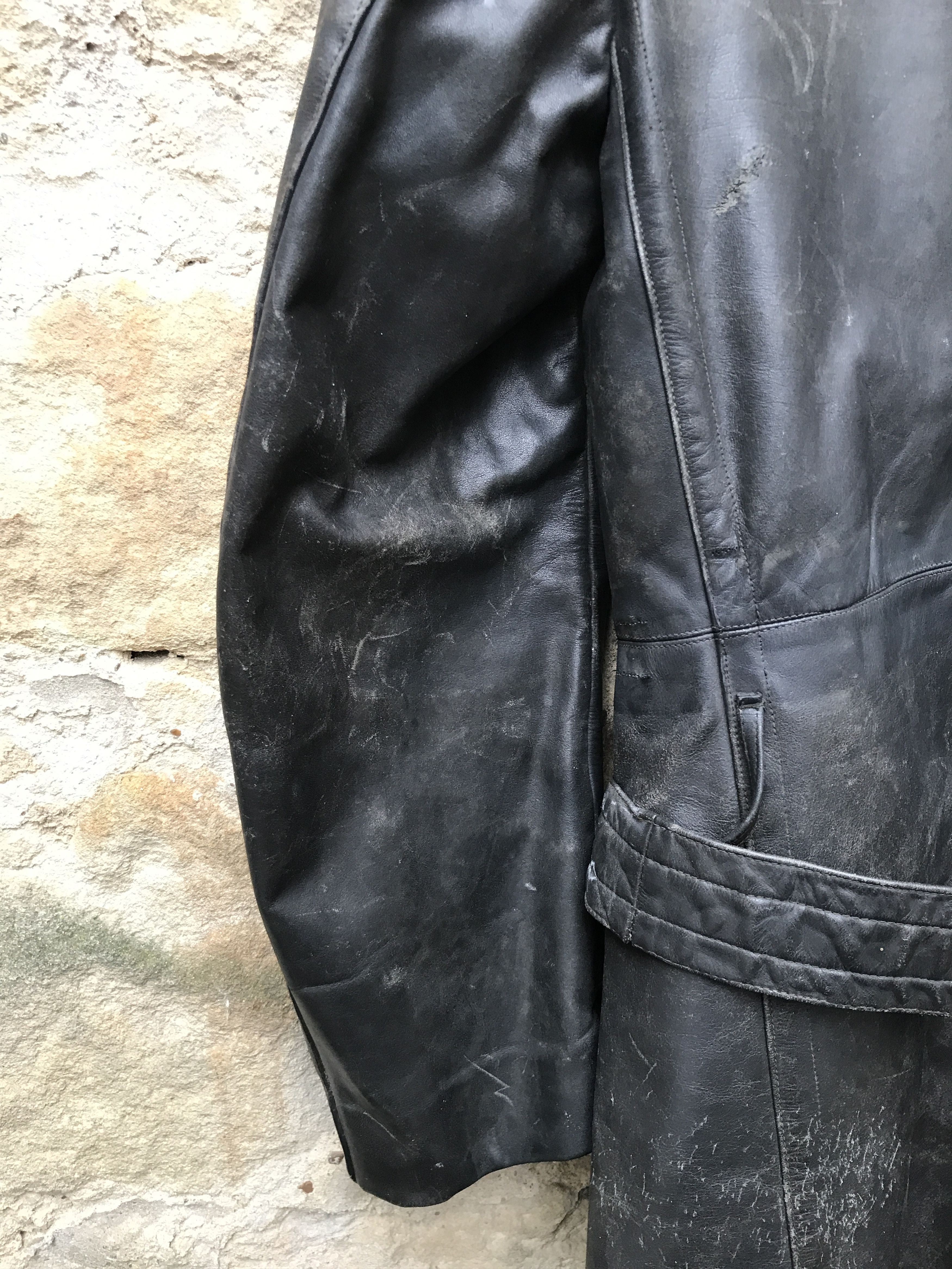 Vintage 40s German Motorcycle Horsehide Leather Jacket / Coat Size US L / EU 52-54 / 3 - 14 Thumbnail
