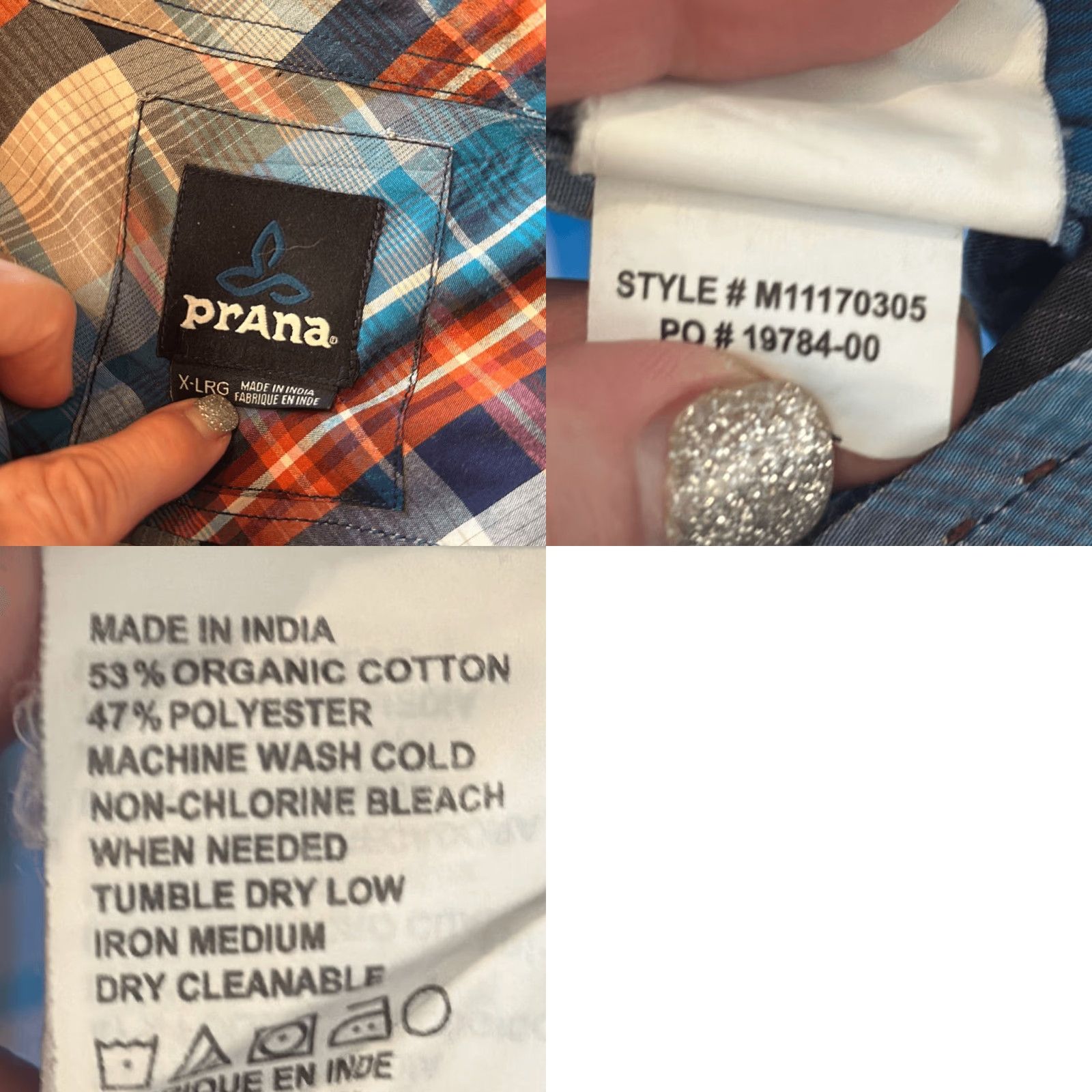 Prana prAna Breathe Organic Cotton Blend Button Up Shirt Plaid Mens XL M11170305 Size US XL / EU 56 / 4 - 8 Thumbnail