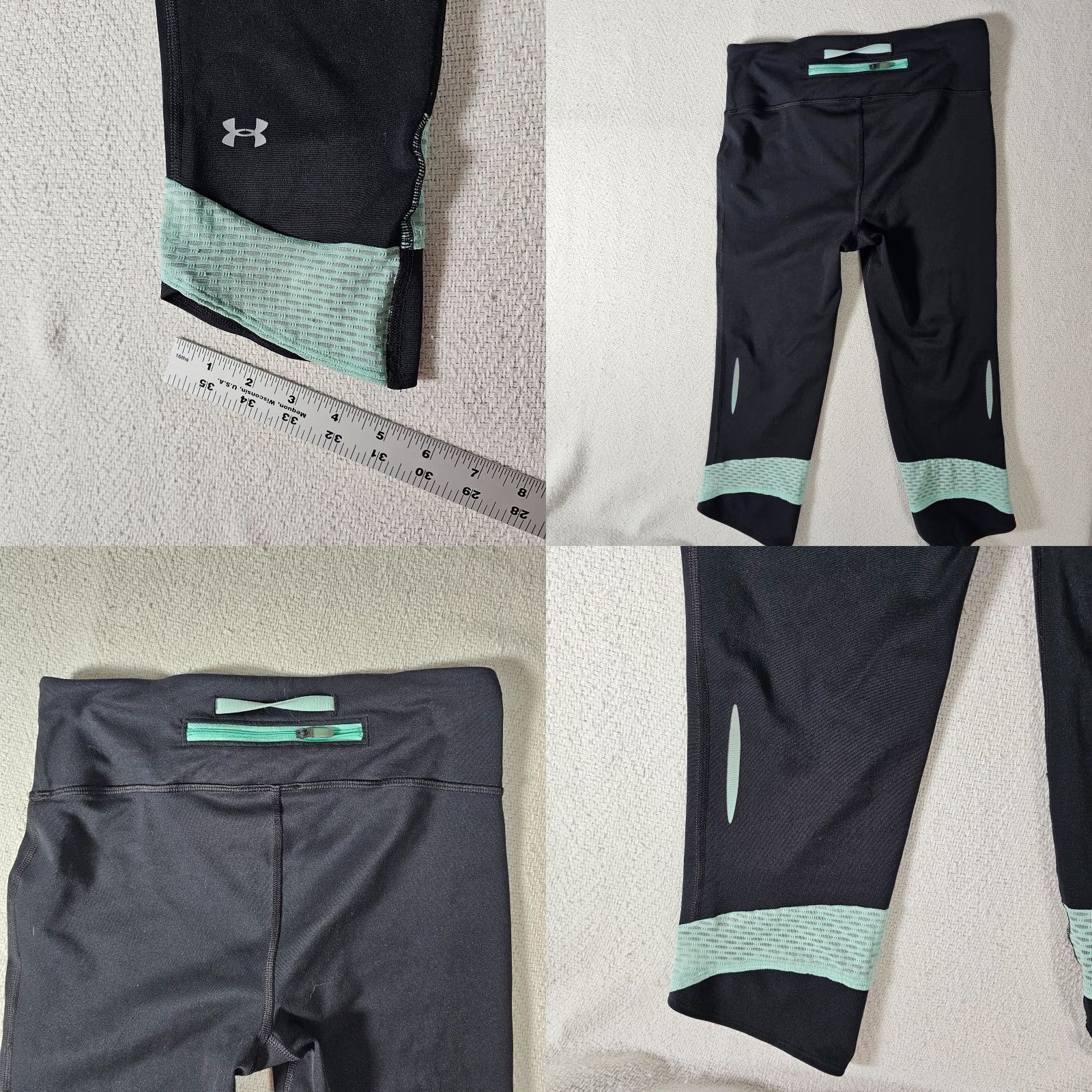 Under Armour Under Armour Capri Pants Women's Small Fly-By Compression Back Zipper Black Size 32" / US 10 / IT 46 - 8 Thumbnail
