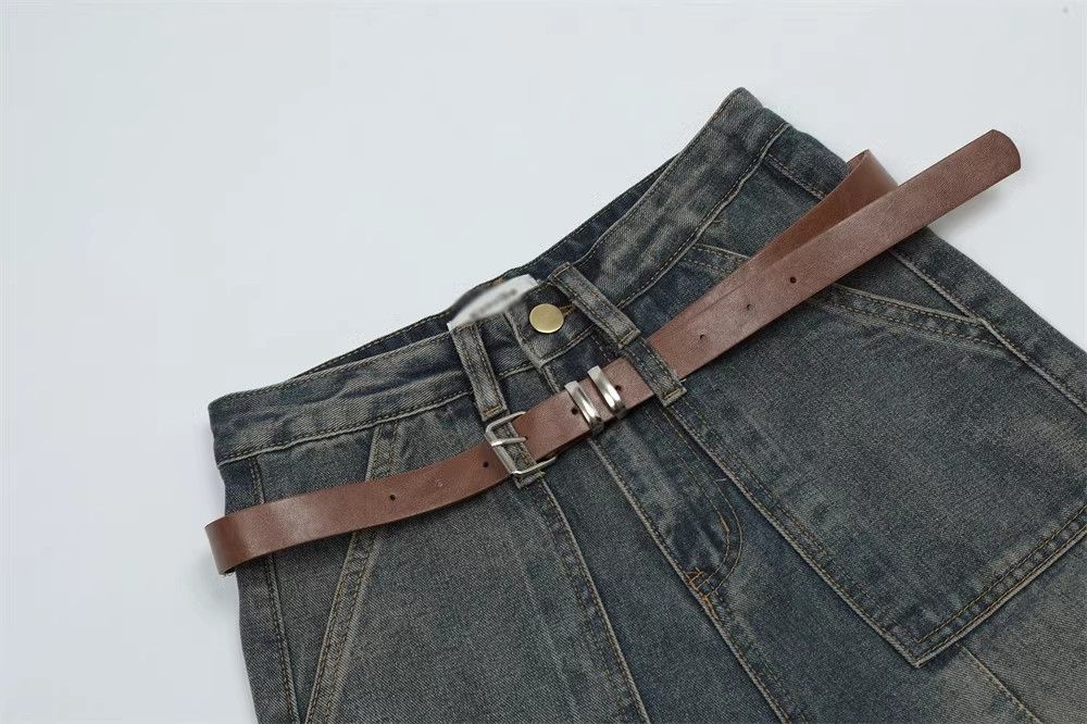 Japanese Brand × Jean Stitching washed distressed men's hiphop trendy belted jeans Size US 32 / EU 48 - 3 Thumbnail