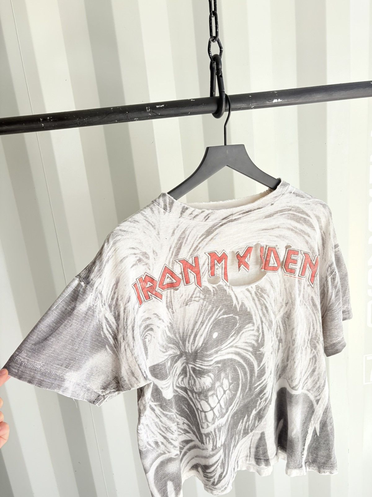 Thrashed Iron Maiden Faded Distressed Boxy Shirt ERD GRUNGE
