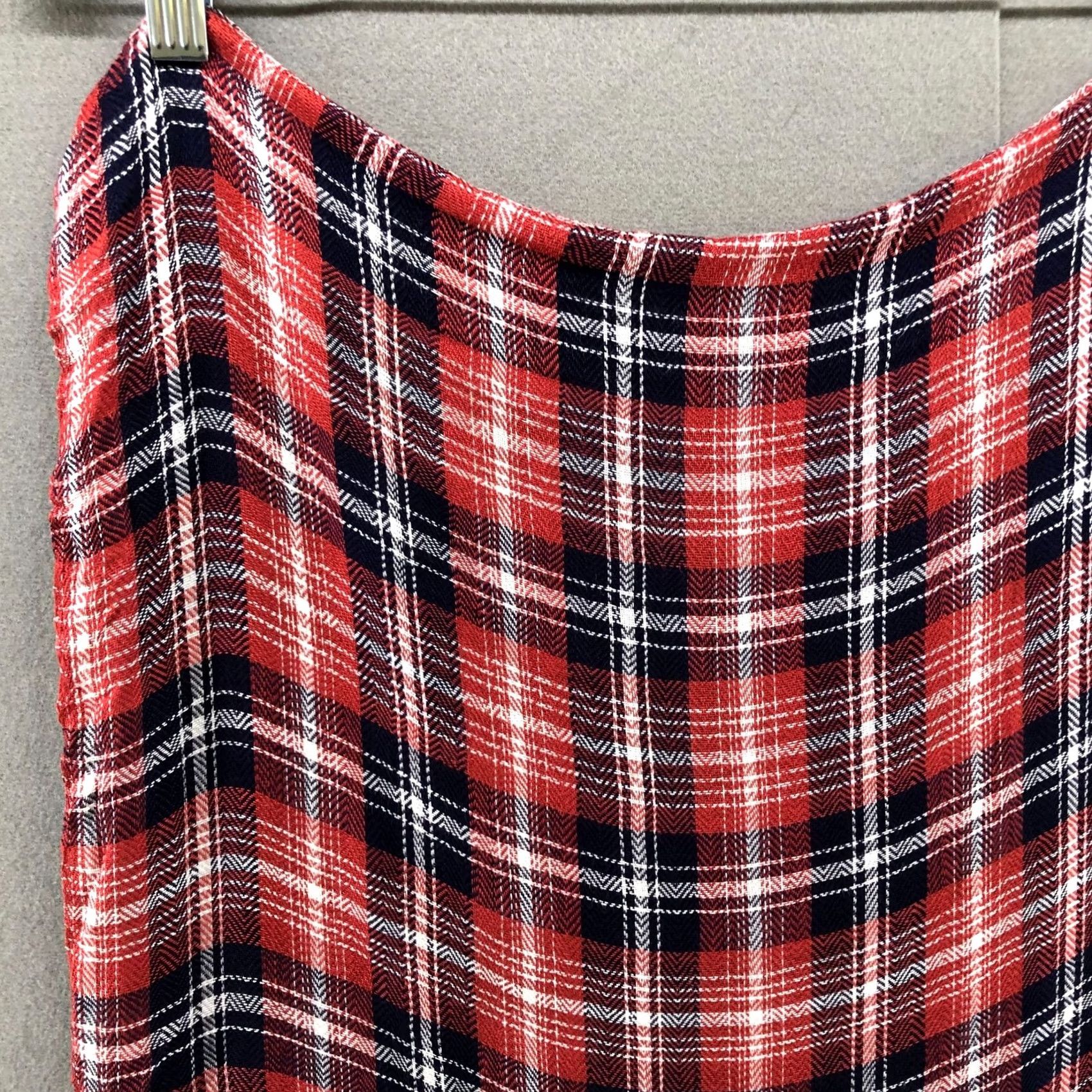 Nordstrom Nordstrom Sole Society Scarf Red Plaid Fringe Lightweight Rayon Shawl Womens Size ONE SIZE - 4 Thumbnail