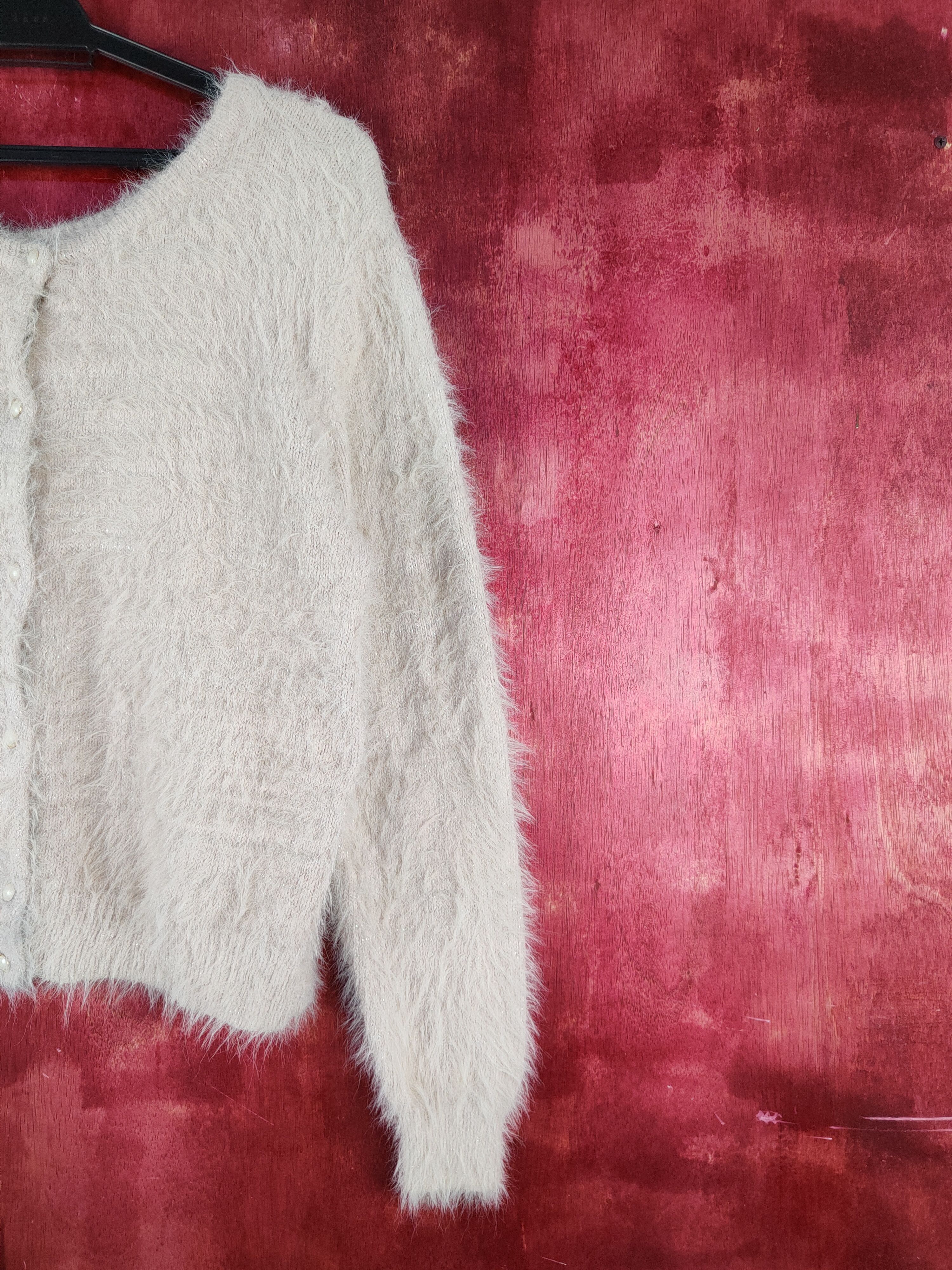 Homespun Knitwear × Japanese Brand DL HK Works London Pink Fur Mohair Knitwear Cardigan #S2098 Size L / US 10 / IT 46 - 5 Thumbnail