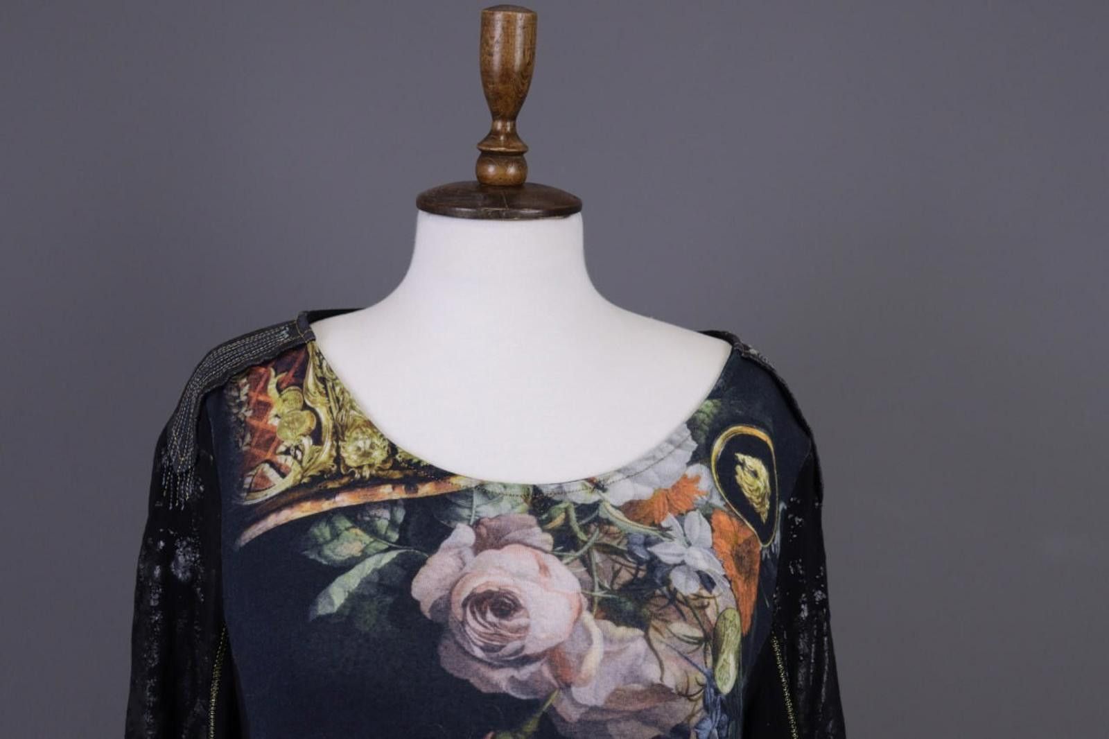 Designer Elisa Cavaletti Black Floral Relaxed Blouse Shirt Size L Size L / US 10 / IT 46 - 2 Thumbnail