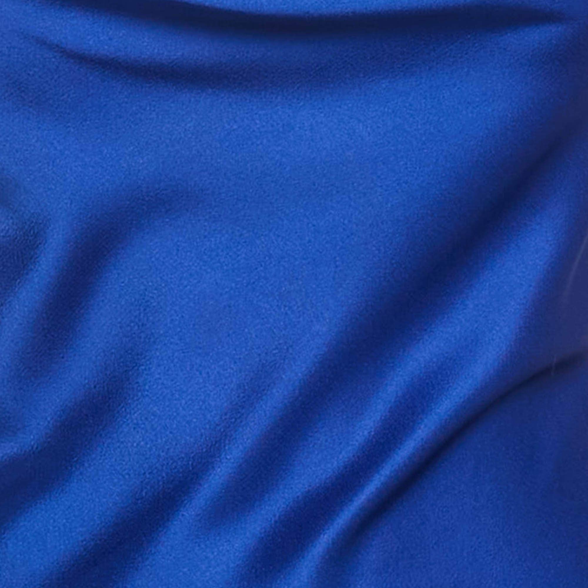 Versace Versace Blue Barocco Lace Satin Silk Cowl Neck Slip Dress S Size S / US 4 / IT 40 - 5 Thumbnail