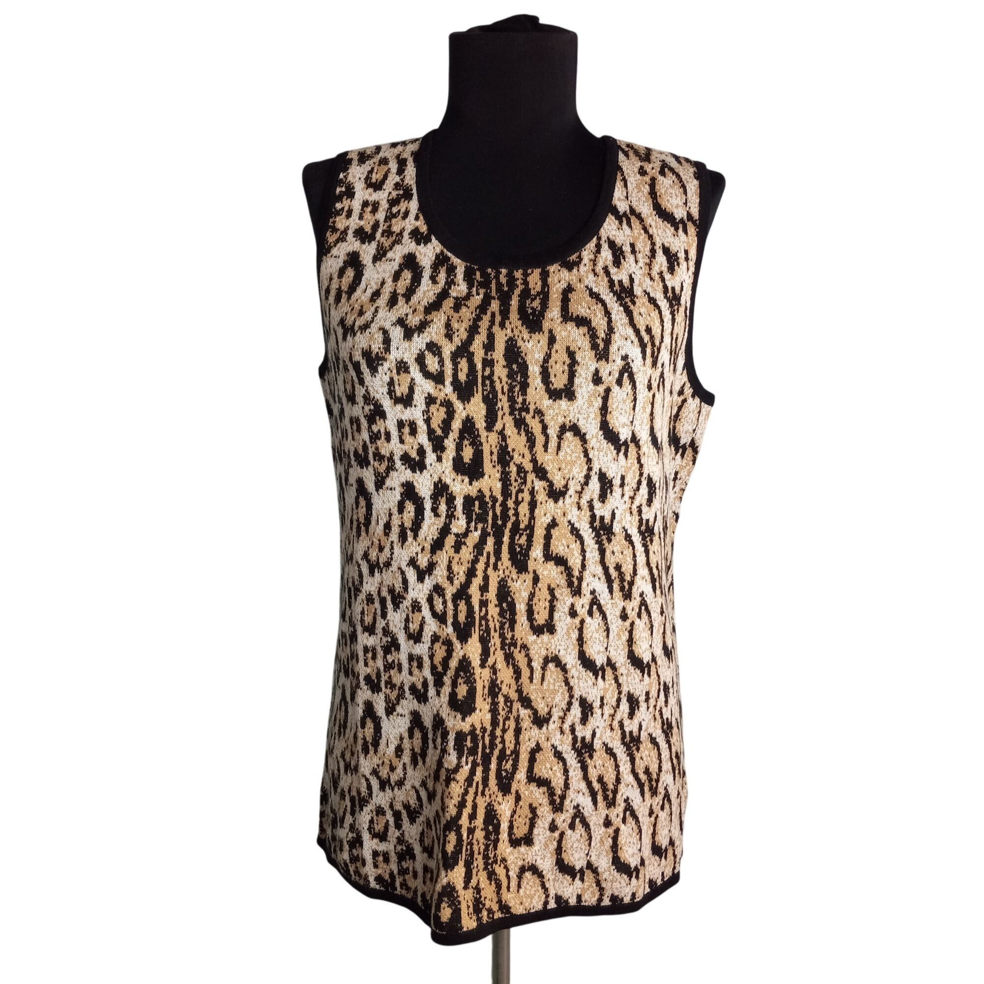 Chicos Chicos Size 2 L Knit Top Womens Vivid Cheetah Amelia Tank Sl Size L / US 10 / IT 46 - 1 Thumbnail