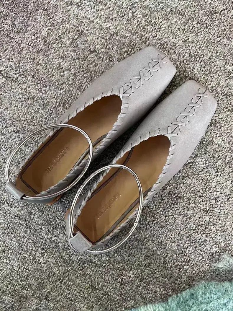 Jil Sander Jil Sander Classic square toe metal round edge woven singl Size US 4.5 / IT 34.5 - 9 Thumbnail