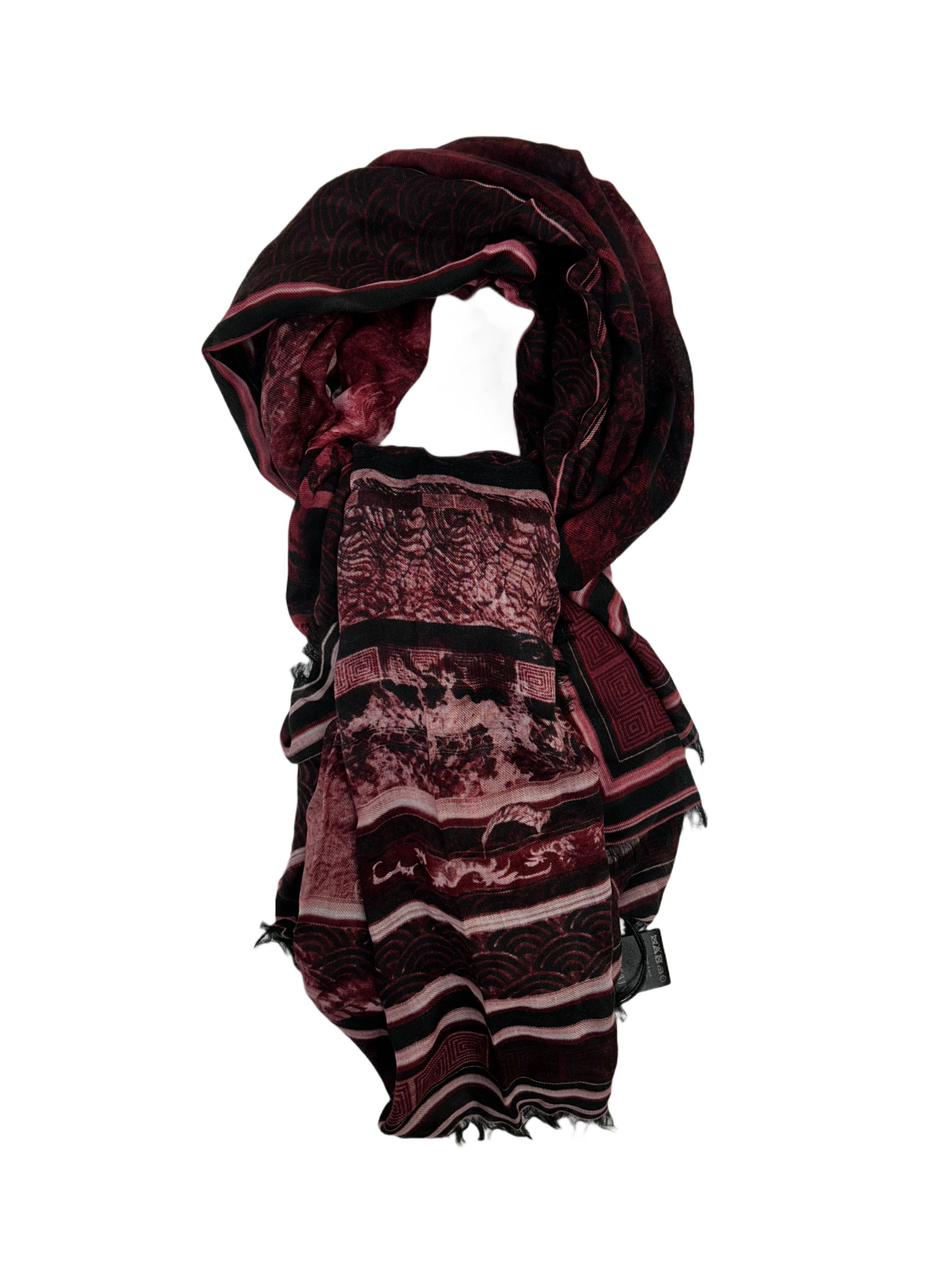 Balmain Red Tapestry Print Scarf