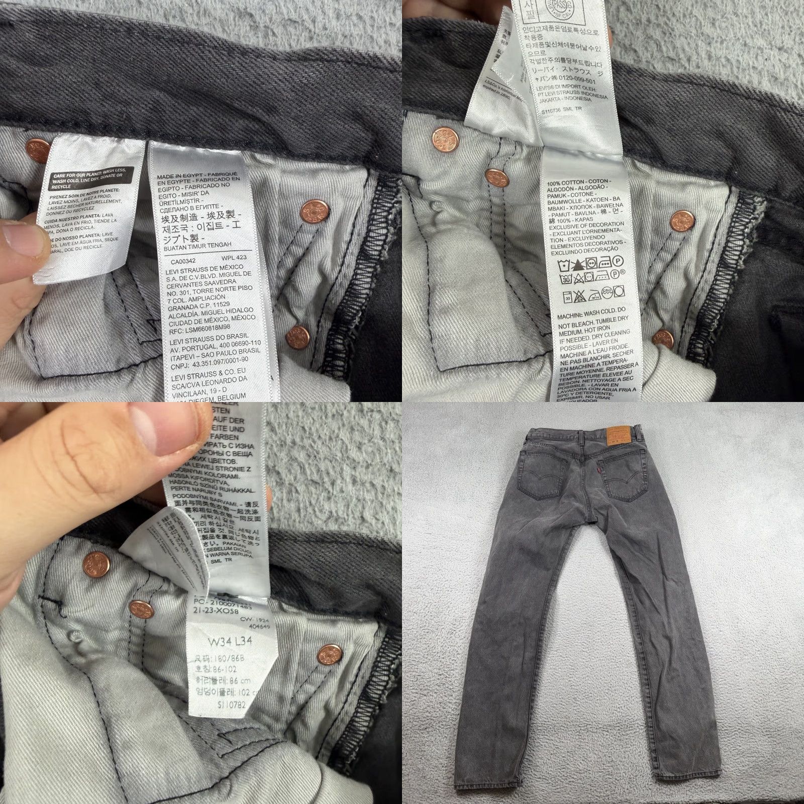 Levi's Levi's 501 Jeans Men 34x34 Gray High Rise Straight Leg Button Fly Denim Pants 93 501 Size US 34 / EU 50 - 8 Thumbnail