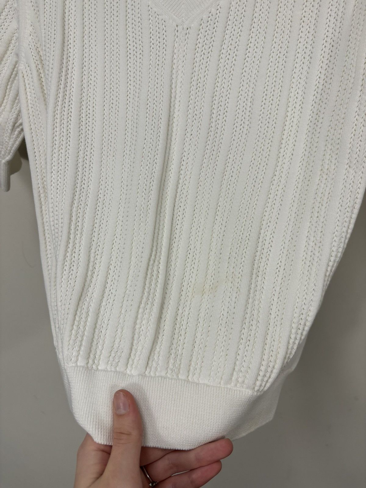 Gran Sasso Gran Sasso 1952 White Knitted V-Neck Short Sleeve Sweater Size L / US 10 / IT 46 - 7 Thumbnail