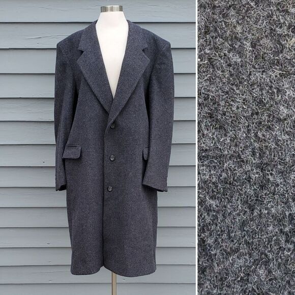Designer × Vintage Vintage 80s Retro Preppy Acadamia Charcoal Gray Wool Trench Size US XL / EU 56 / 4 - 2 Thumbnail