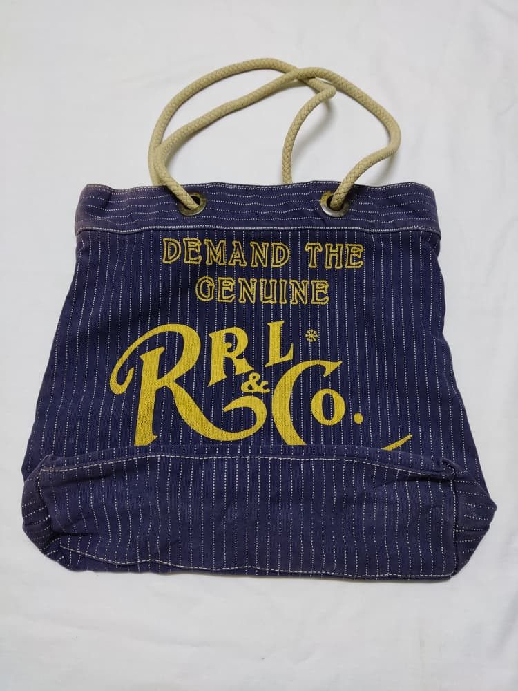 RRL Ralph Lauren Vintage RRL Double RL Wabash Stripe Letter Print Tote Bag Size ONE SIZE - 5 Thumbnail