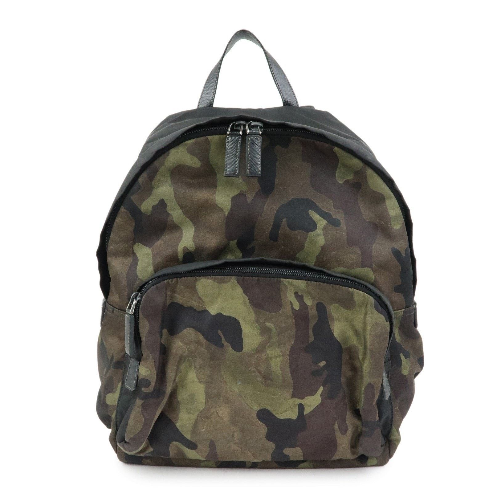 Prada Prada Triangle Logo Nylon Leather Backpack Camouflage Size ONE SIZE - 1 Thumbnail