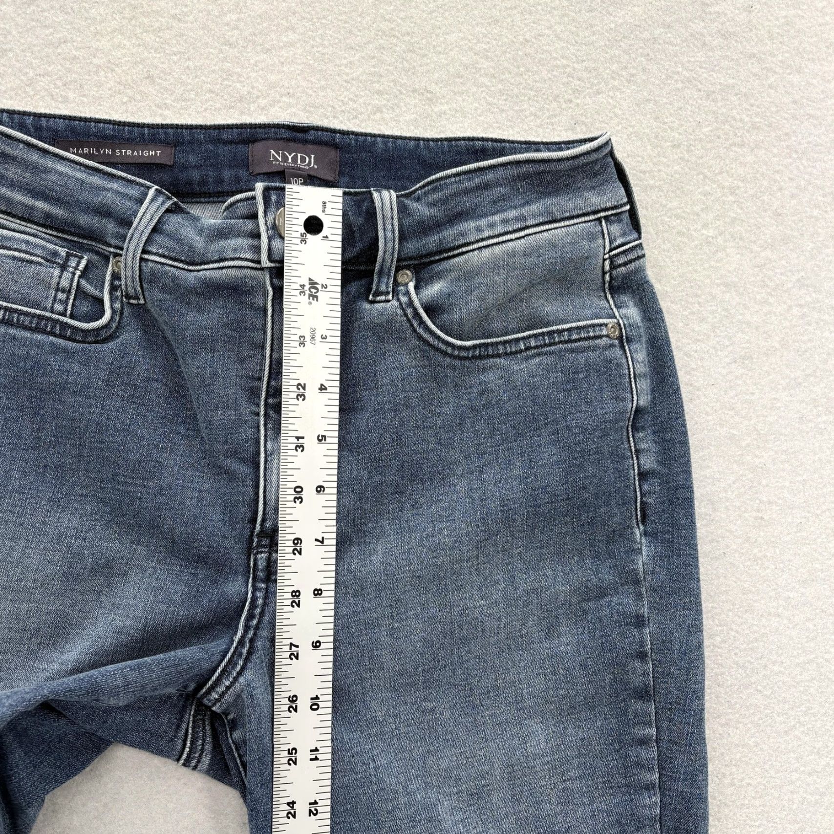 NYDJ NYDJ Jeans Womens 10P Petite Blue Straight High Rise Lift Tuck Stretch Denim Size 32" / US 10 / IT 46 - 7 Thumbnail