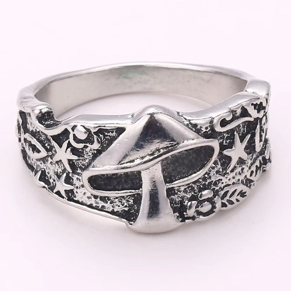 Jewelry Wild Mushroom Star Flower Pattern Rings Size ONE SIZE - 3 Thumbnail