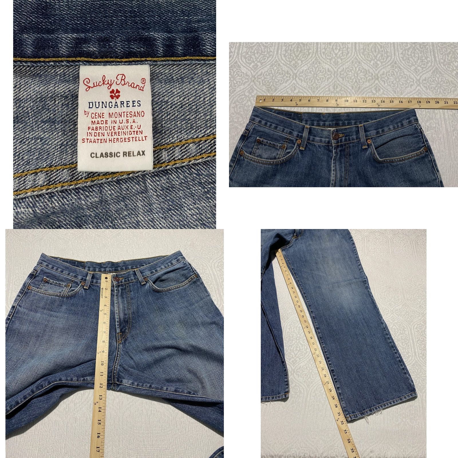 Lucky Brand LUCKY BRAND Gene Montesano Jeans Mens 34 Blue Classic Relax Straight 5-Pocket Denim USA Size US 34 / EU 50 - 8 Thumbnail