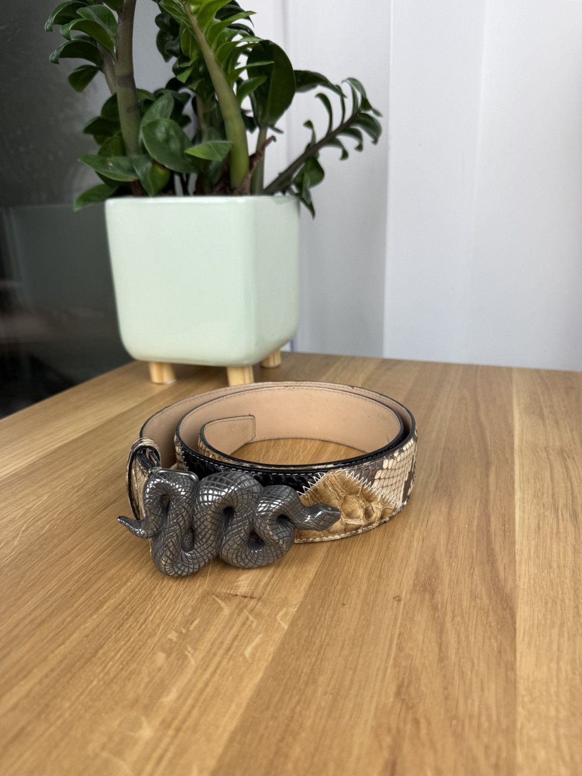Japanese Brand × Vintage Vinatge Phyton Reptiles Leather Belt Size 32 - 2 Thumbnail