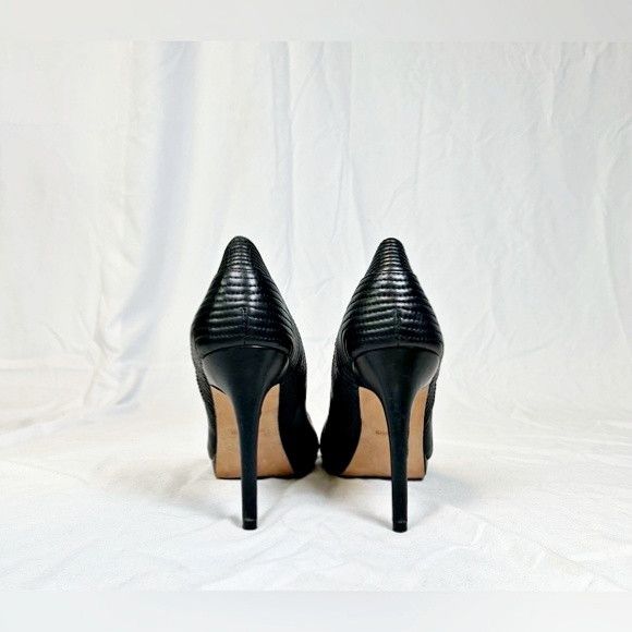 Bcbgmaxazria BCBG MaxAzria Black Leather 4.25" Stiletto Pumps~9~ Size US 9 / IT 39 - 5 Thumbnail