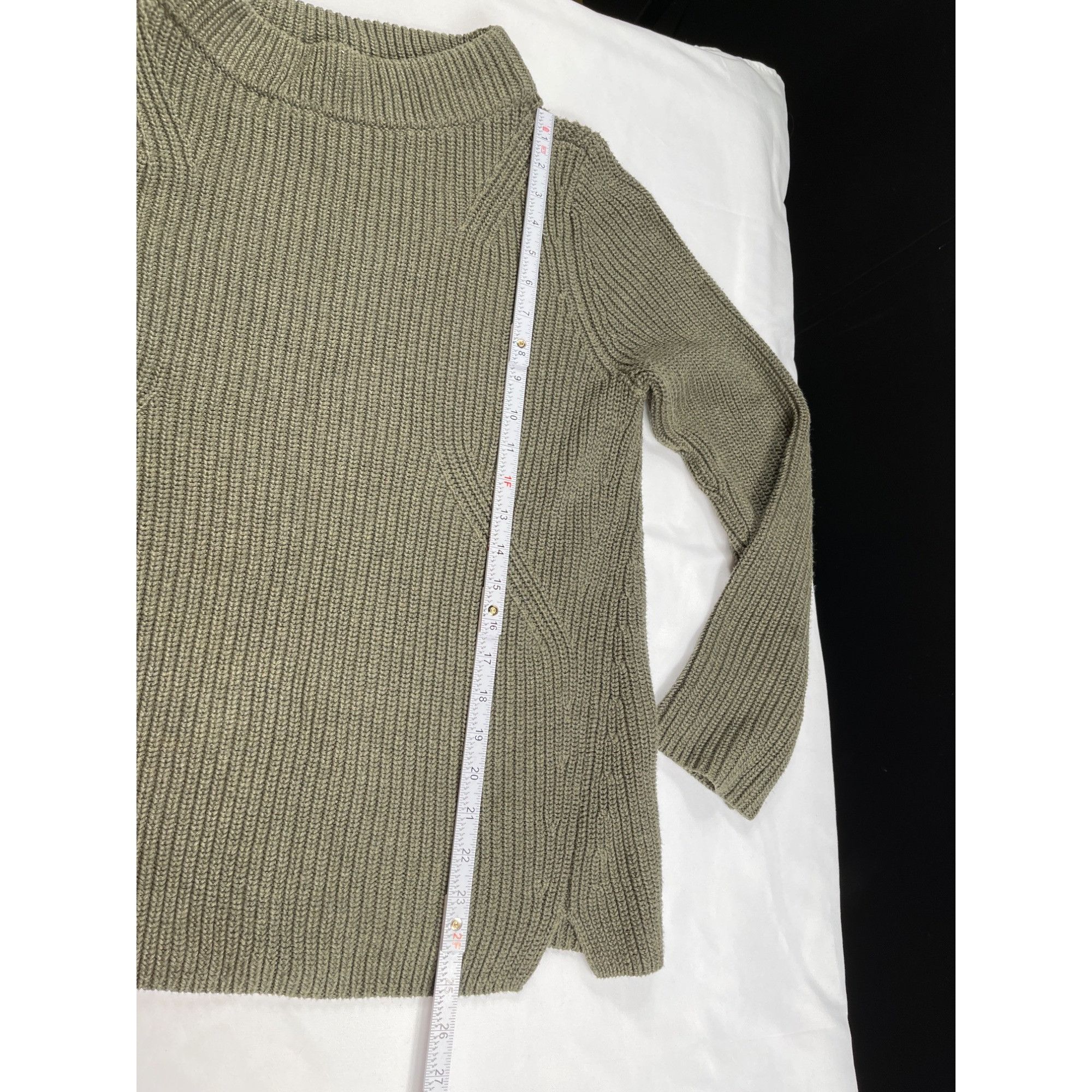 Talbots Talbots SKU 7692 Womens Olive Green Ribbed Knit Sweater Size Size L / US 10 / IT 46 - 5 Thumbnail