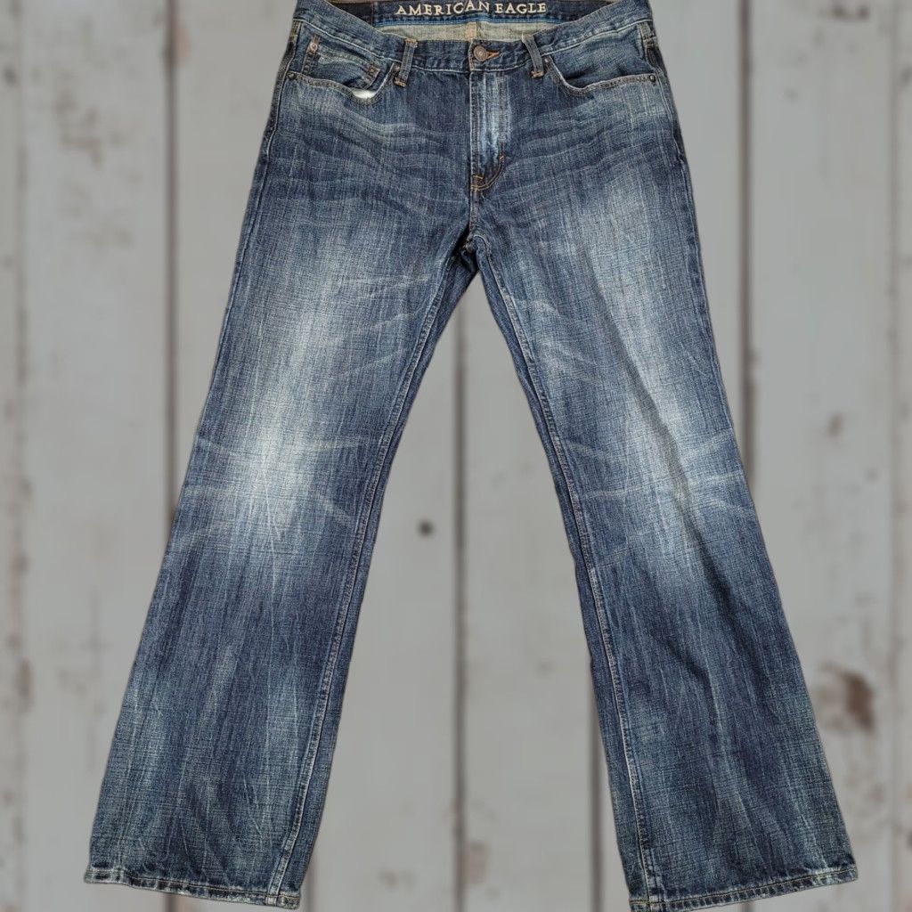 American Eagle Outfitters American Eagle Mens Bootcut Jeans Blue Wash 36x31 Size 34 Inseam 32 Distressed Size US 36 / EU 52 - 1 Thumbnail