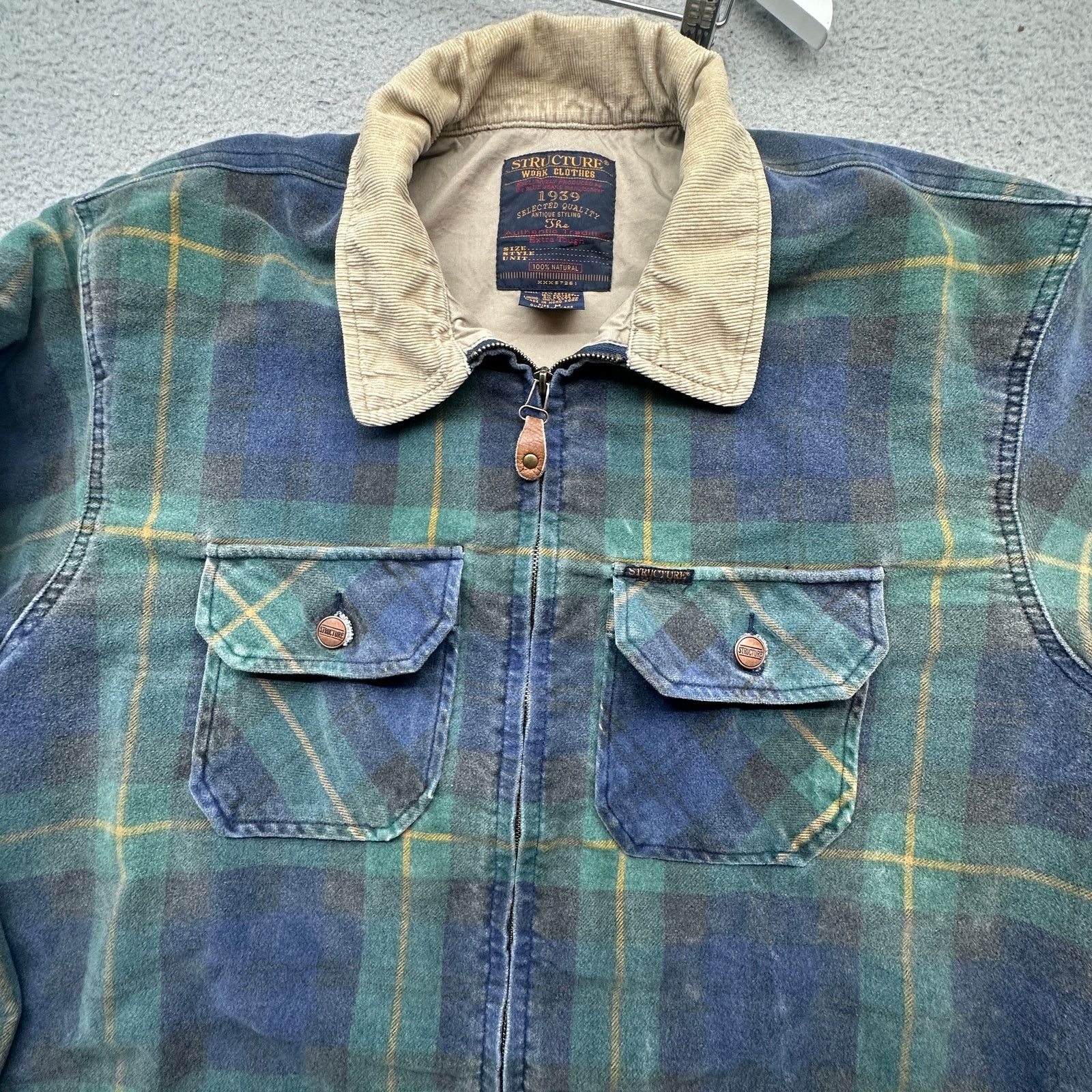 Structure VTG Structure Plaid Flannel Zip Jacket Shirt Medium Size US M / EU 48-50 / 2 - 9 Thumbnail