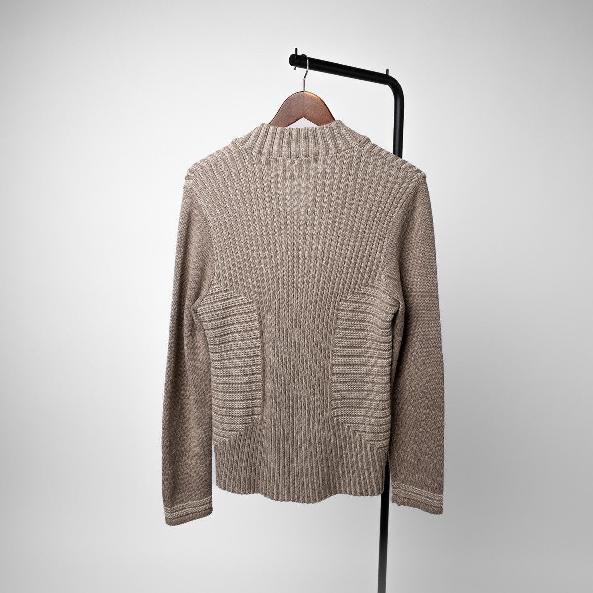 Other Skovhuus Beige Zip Sweater Rib Knit Made in Denmark Cardigan Size L / US 10 / IT 46 - 2 Thumbnail