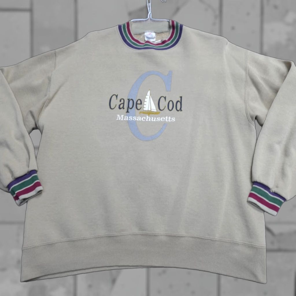 Vintage VINTAGE American Vintage Jersey Crew Neck Long Sleeve Sweatshirt Beige M Men USA Made Pullover Capes Cod? Size US M / EU 48-50 / 2 - 1 Thumbnail