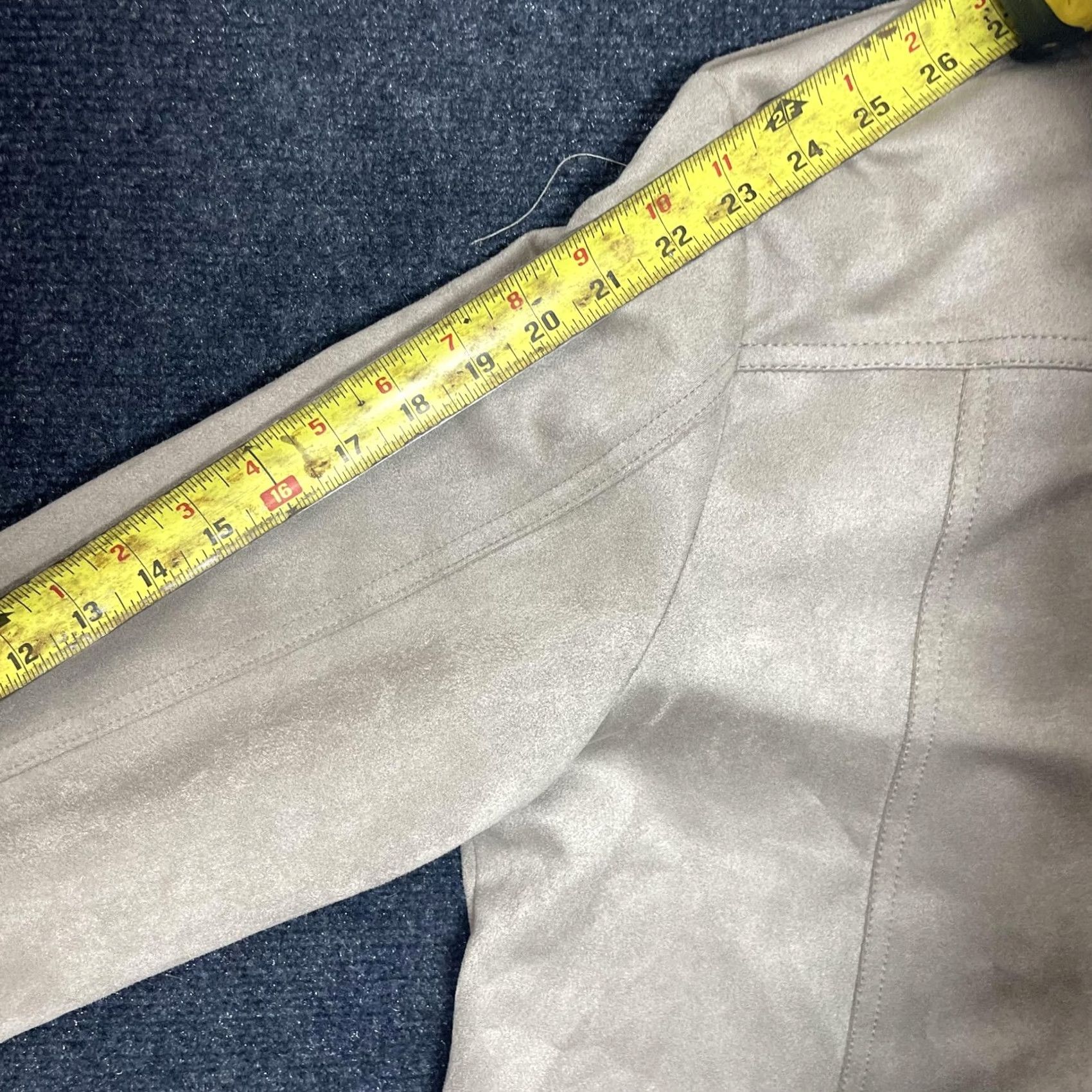 Vintage Philosophy Jacket Womens XL Taupe Faux Suede Moto Asymmetrical Zip Pockets Lined Size XL / US 12-14 / IT 48-50 - 7 Thumbnail