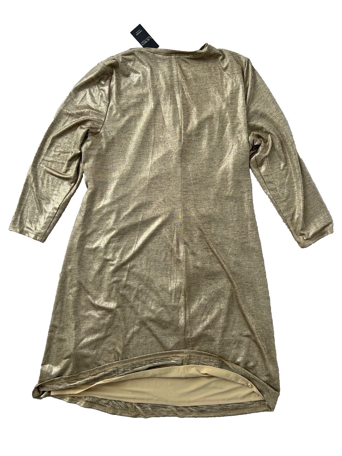 Polo Ralph Lauren LAUREN Ralph Lauren Foil Knee Length Midi Dress Gold ( 20W ) Size 3XL / US 20-22 - 5 Thumbnail