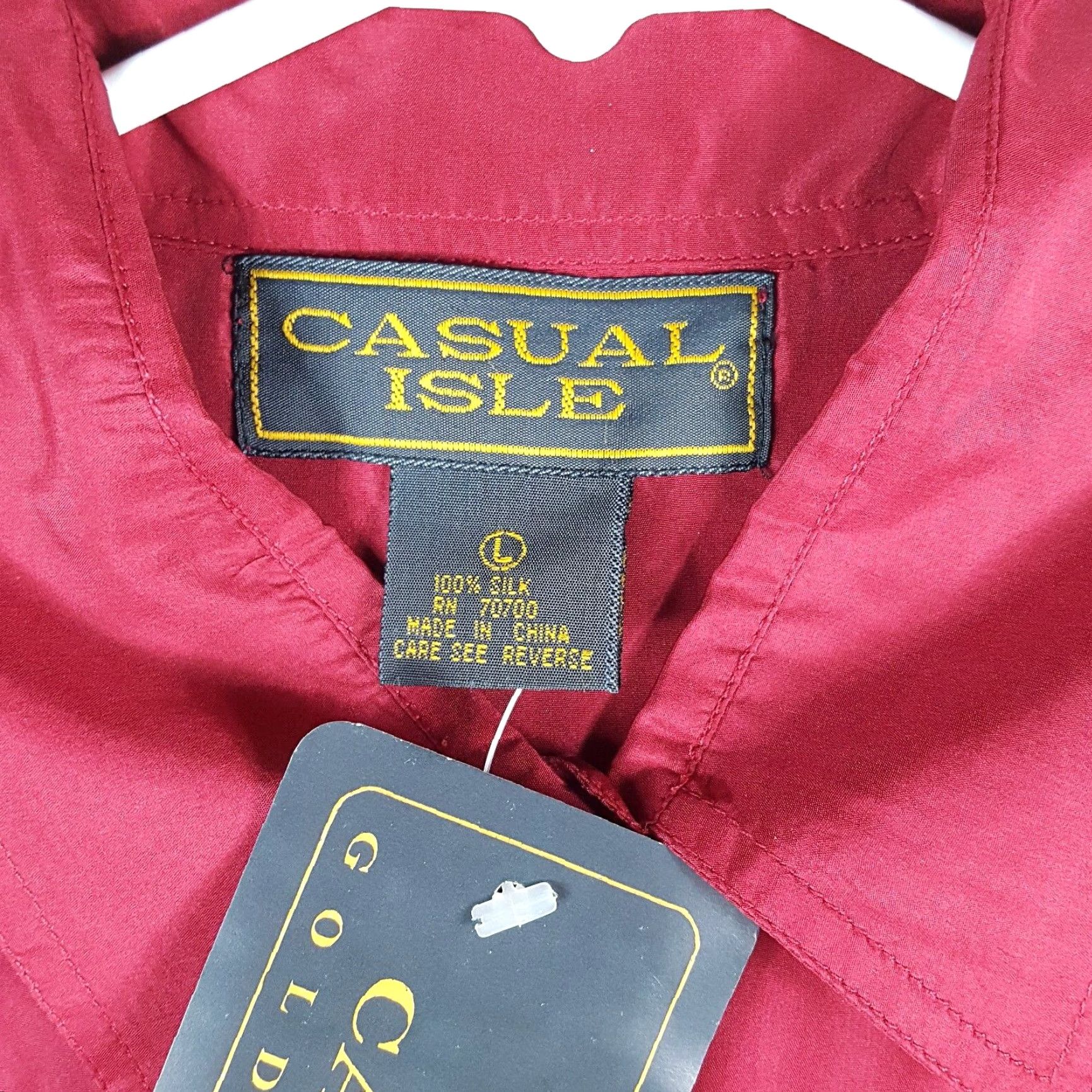 Vintage Vintage Casual Isle Women's Silk Golf Shirt L Red Long Sleeve Collared Button-Up 80s Preppy Retro Size L / US 10 / IT 46 - 6 Thumbnail