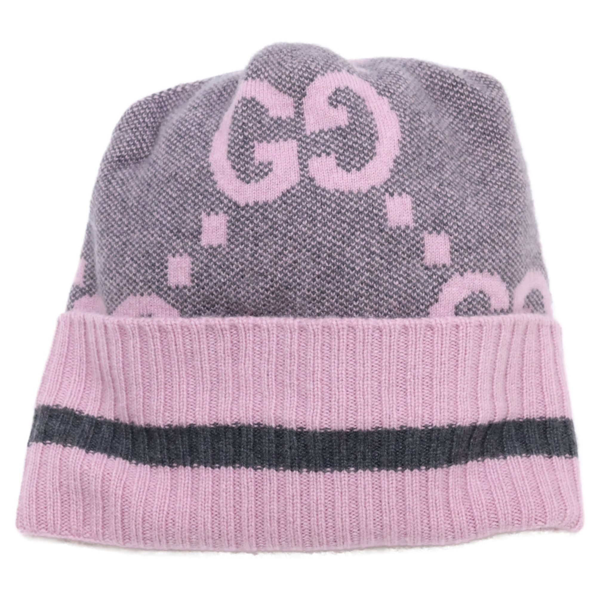 Gucci GUCCI 676827 3G344 GG Logo Cashmere Knit Hat, Size M (57cm, 21cm), Pink Graphite, Women's Size ONE SIZE - 1 Thumbnail