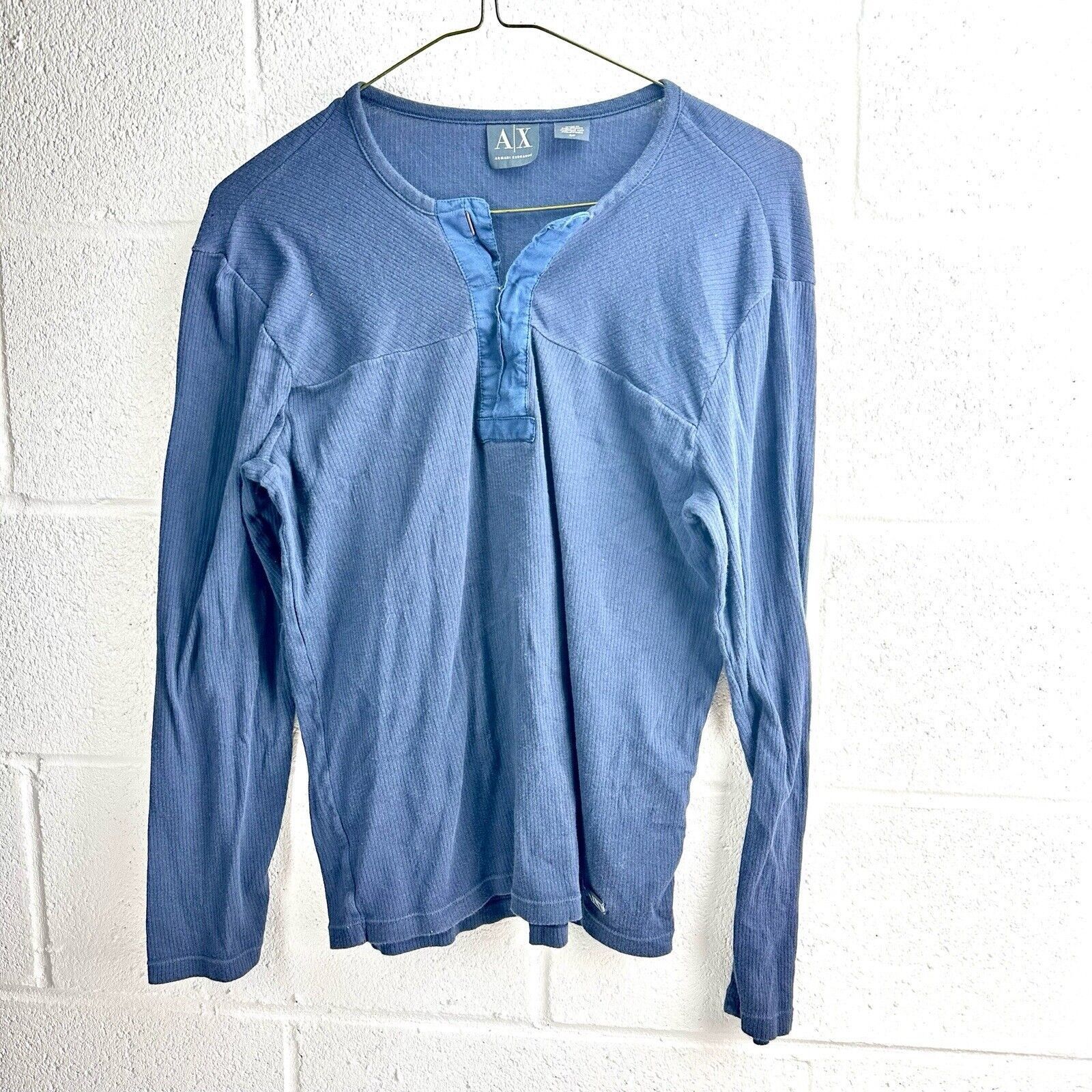 Armani Exchange Armani Exchange A/X Men's Pullover Stretch Knit Top S Blue Size US S / EU 44-46 / 1 - 1 Thumbnail
