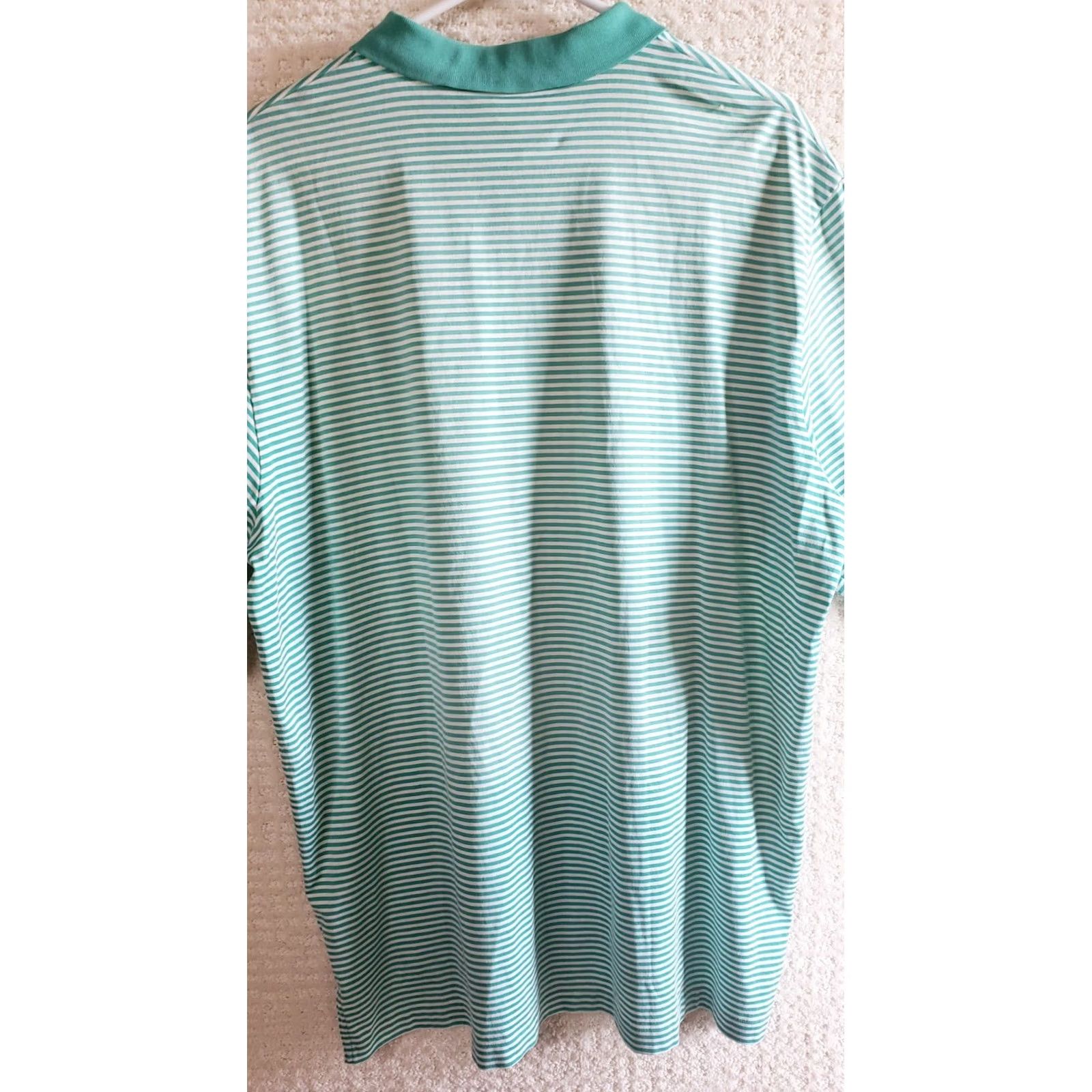 Vintage Polo Golf Polo Shirt L Green Stripe Short Sleeve Pima Cotton Mens Classic Fit Size US L / EU 52-54 / 3 - 6 Thumbnail