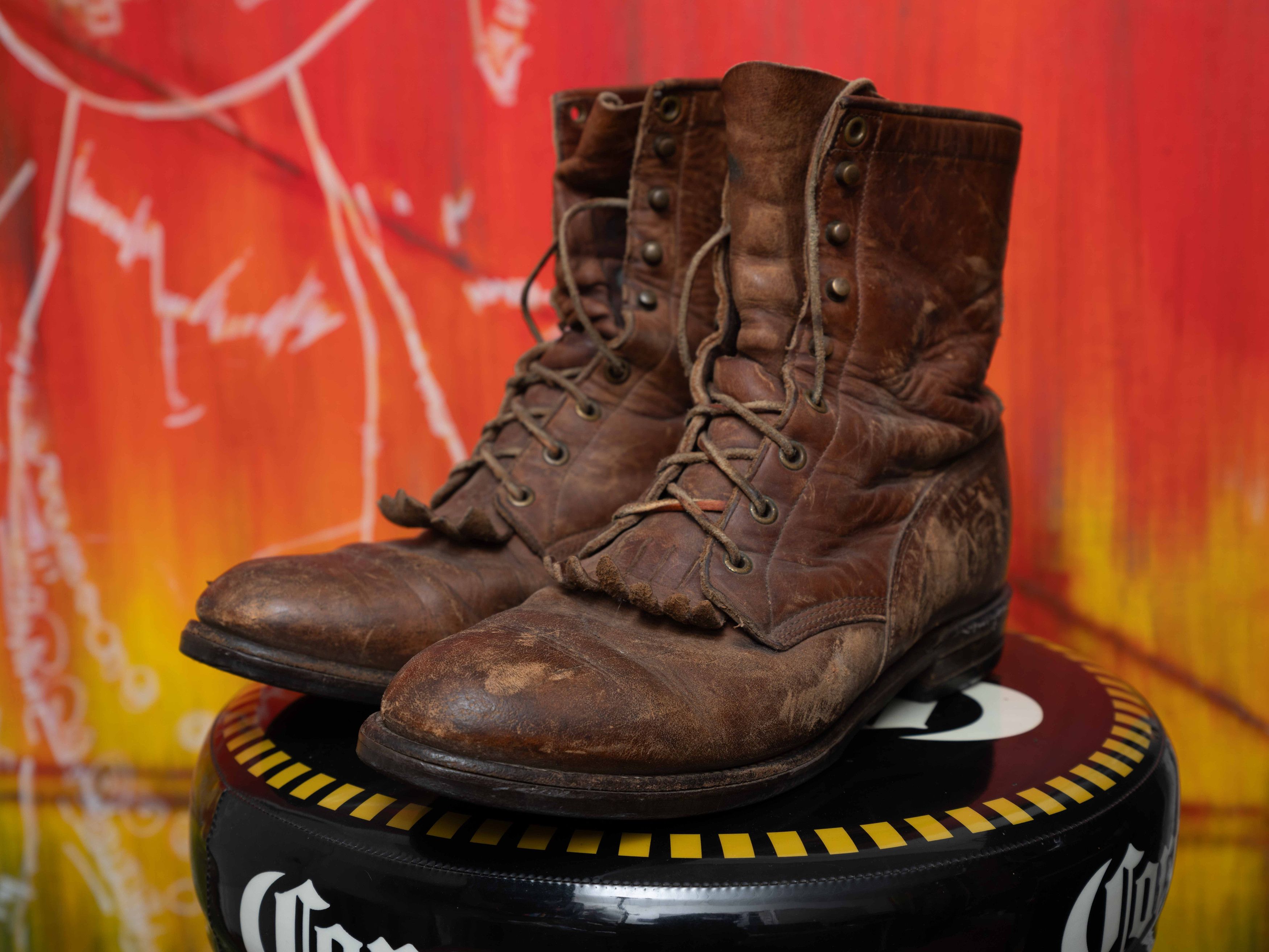 Justin ustin Leather Lace Up Roper Cowboy Boots Size US 8.5 / EU 41-42 - 3 Thumbnail