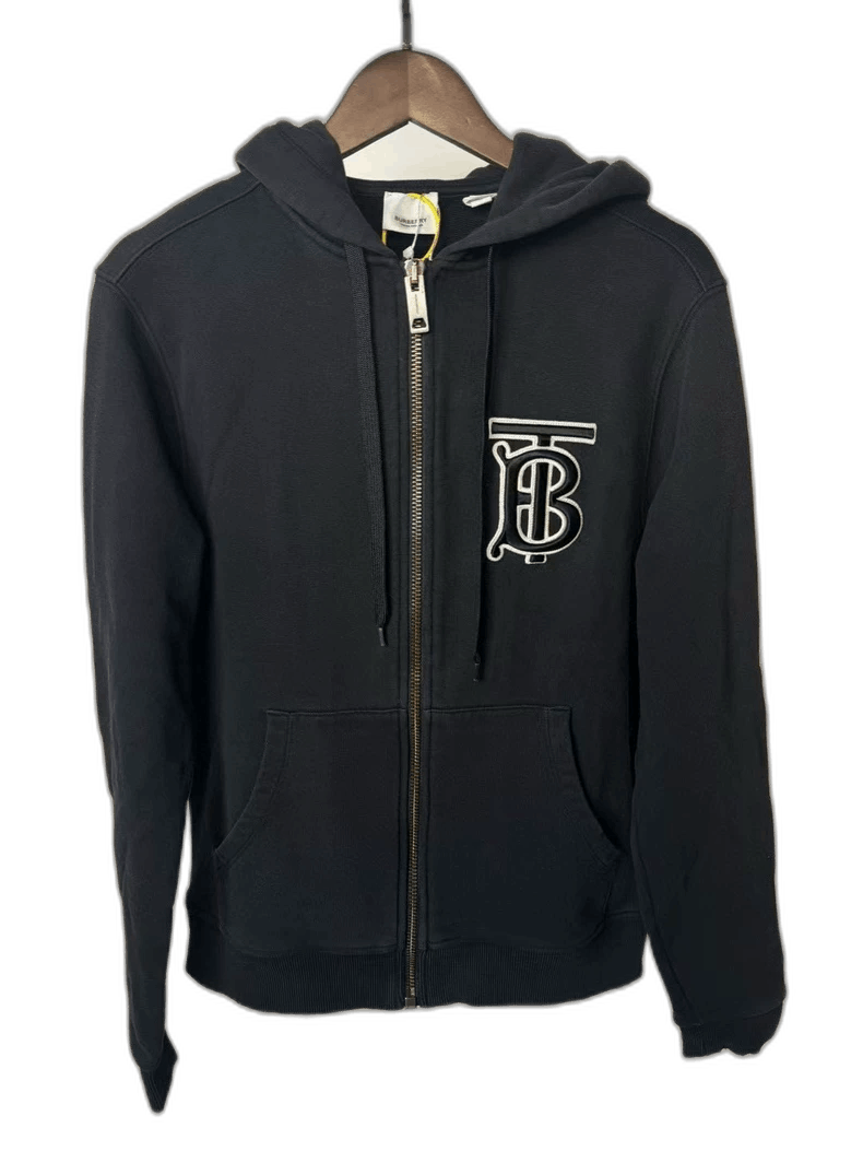 Burberry Black Embroidered Letter TB Hoodie-yf