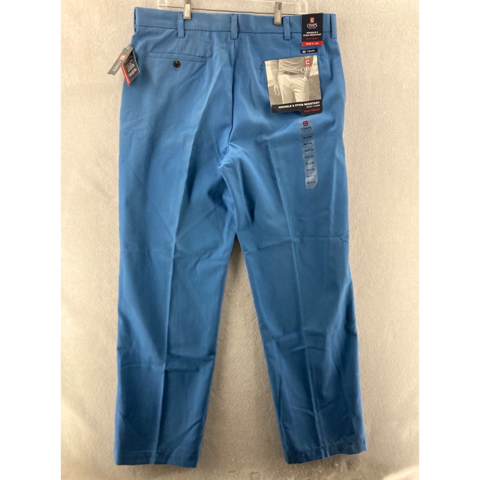 Chaps CHAPS Dress Pants Mens 38x34 Flat Front Blue Cotton Straight Leg Slash Pockets Regular Mens Size US 38 / EU 54 - 6 Thumbnail