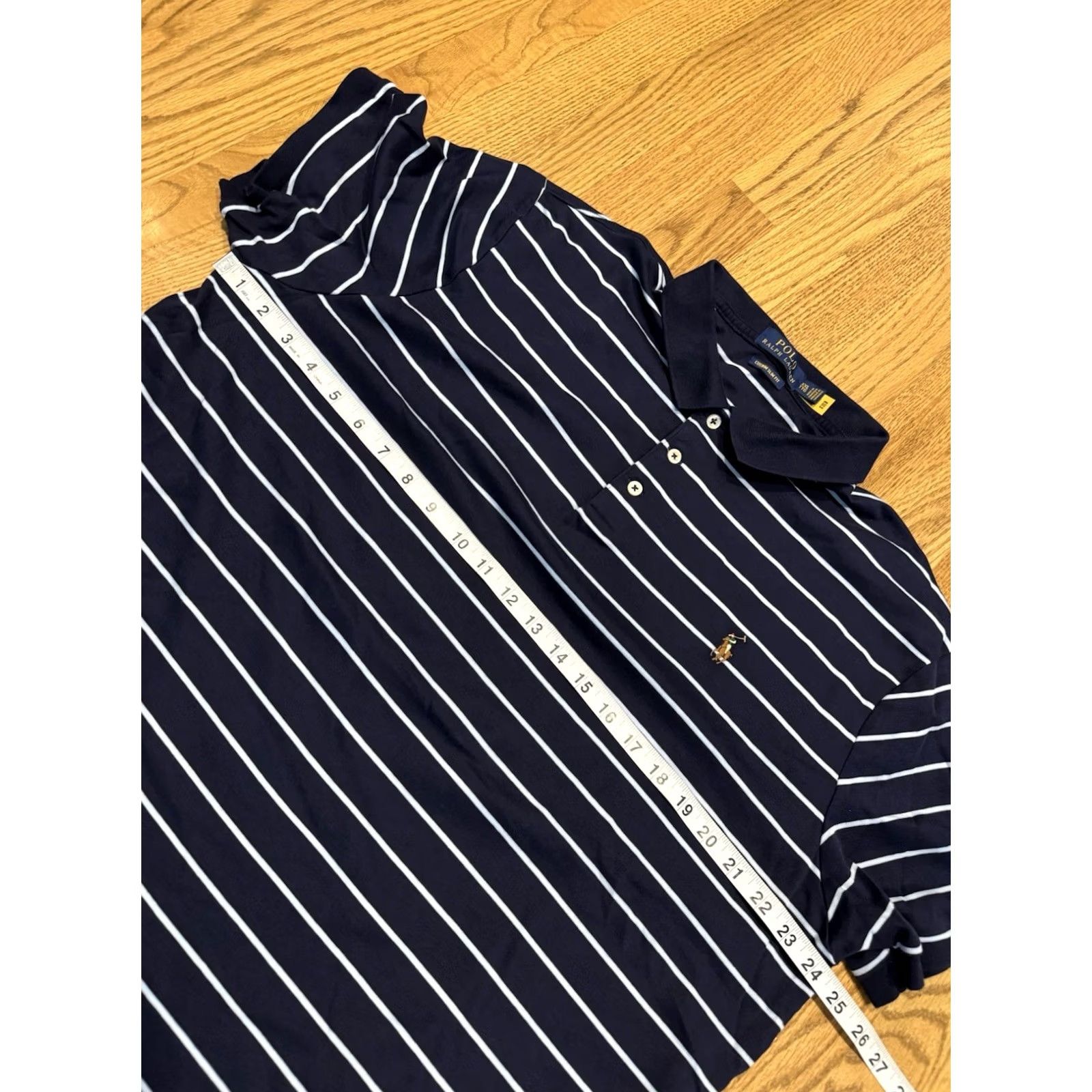 Polo Ralph Lauren Polo Ralph Lauren Polo Shirt Slim Fit Men XL Blue Stripe Pony Short Sleeve Collared Cotton Golf Rugby Walking All Seasons Easy Care Mens Size US XL / EU 56 / 4 - 5 Thumbnail