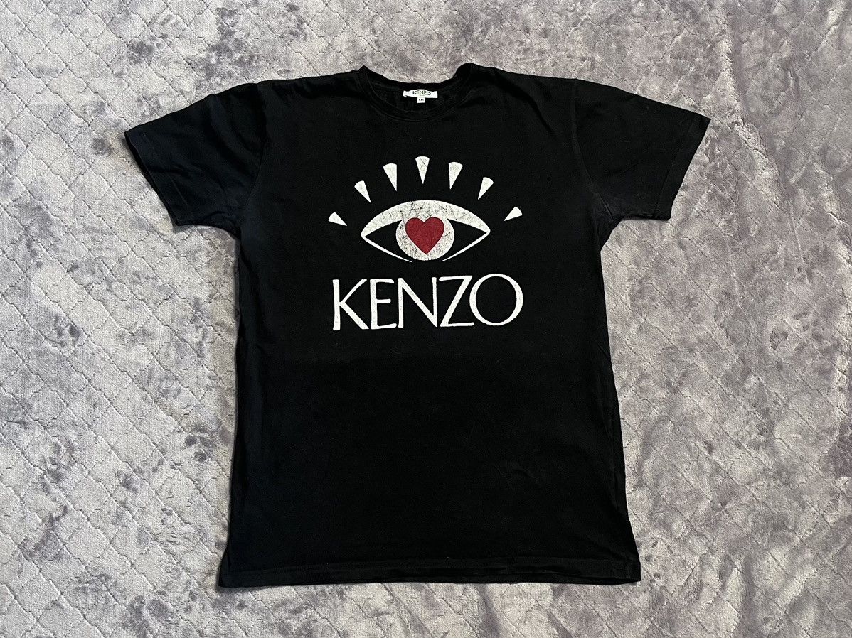 Kenzo Streetwear Vintage Kenzo Black Eye Heart Logo T Shirt XL Grailed