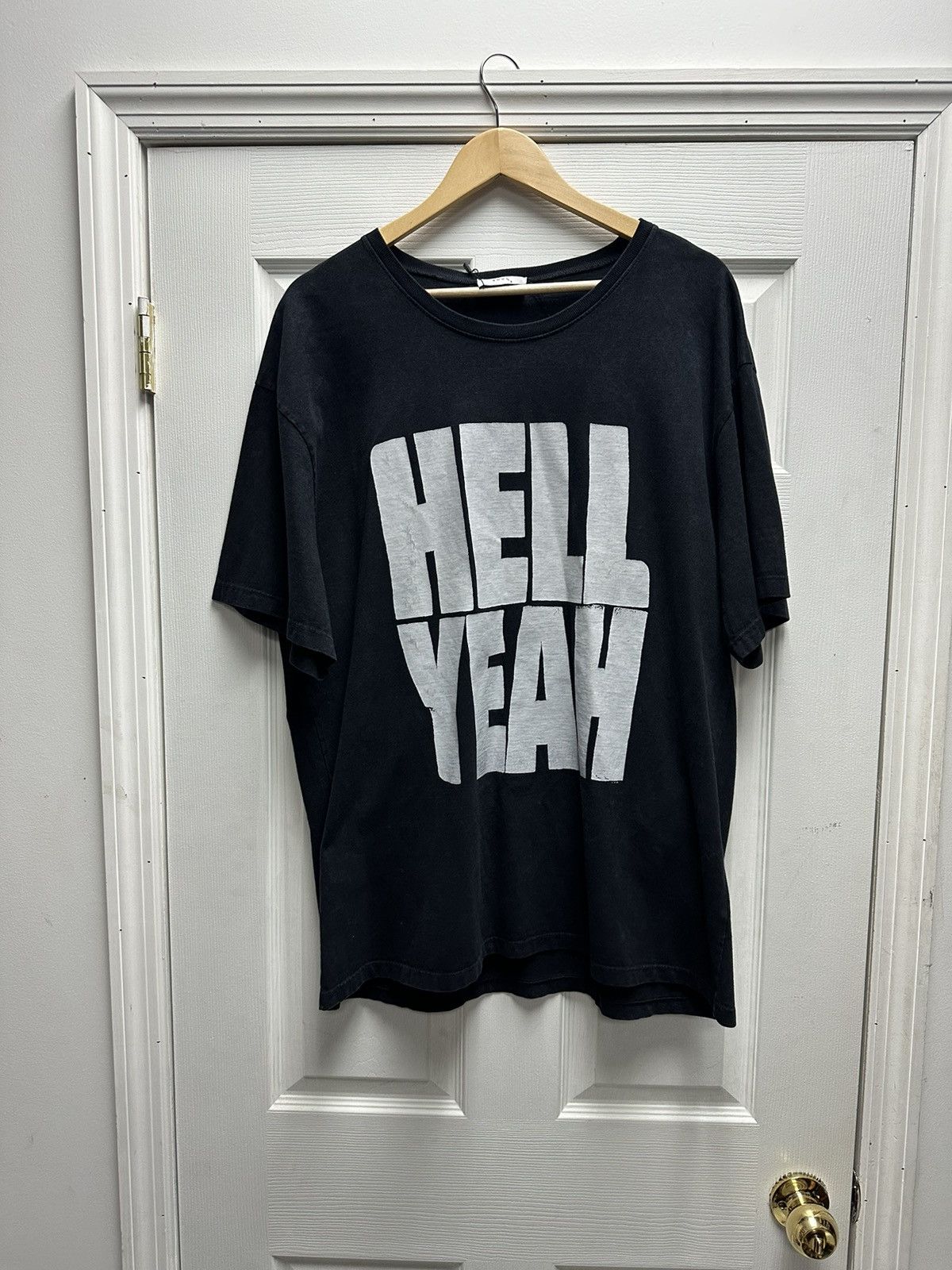 image of Rhude Hell Yeah T Shirt in Black, Men's (Size Large)