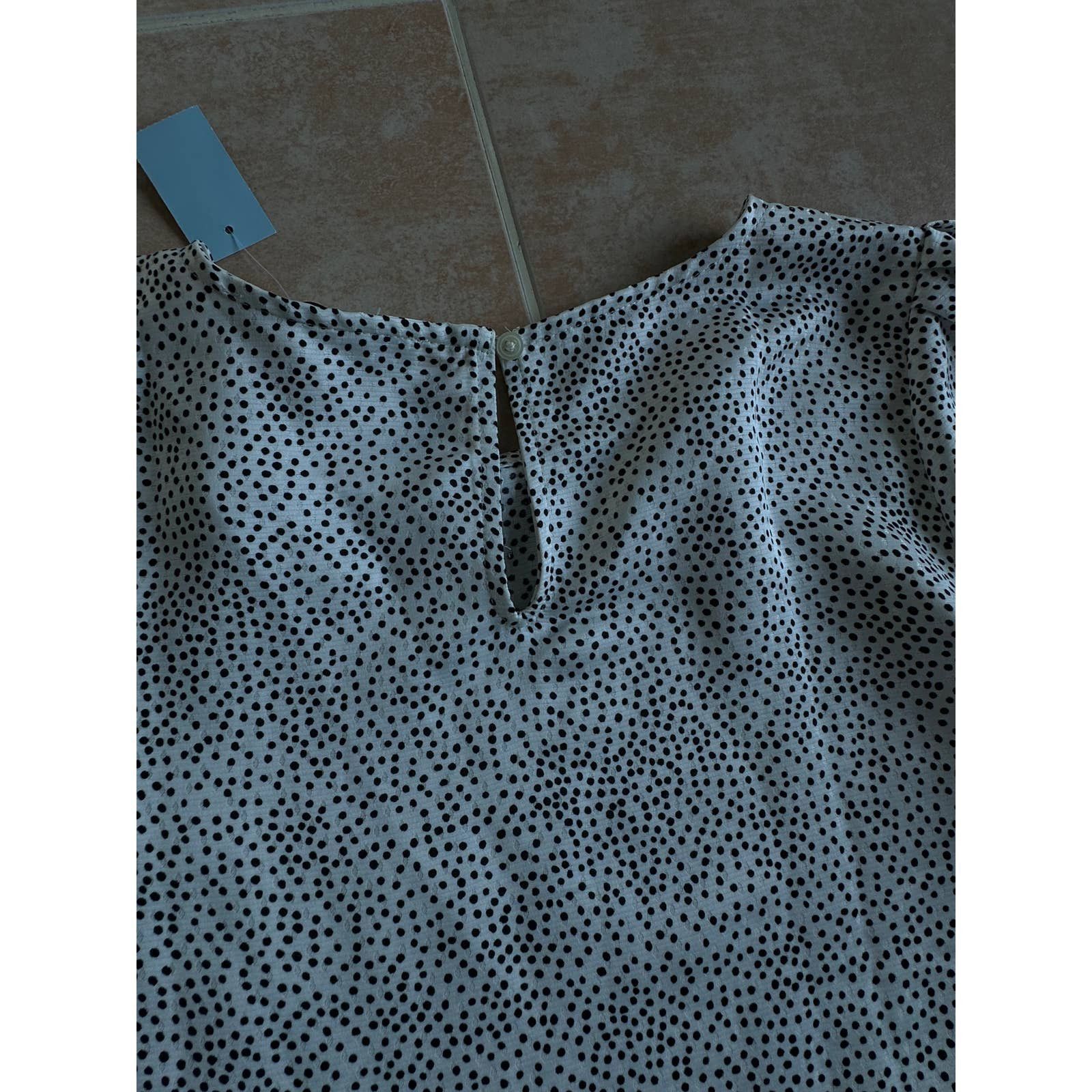 Loft LOFT Black White Polka Dot Long Sleeve Blouse size L p Size L / US 10 / IT 46 - 8 Thumbnail