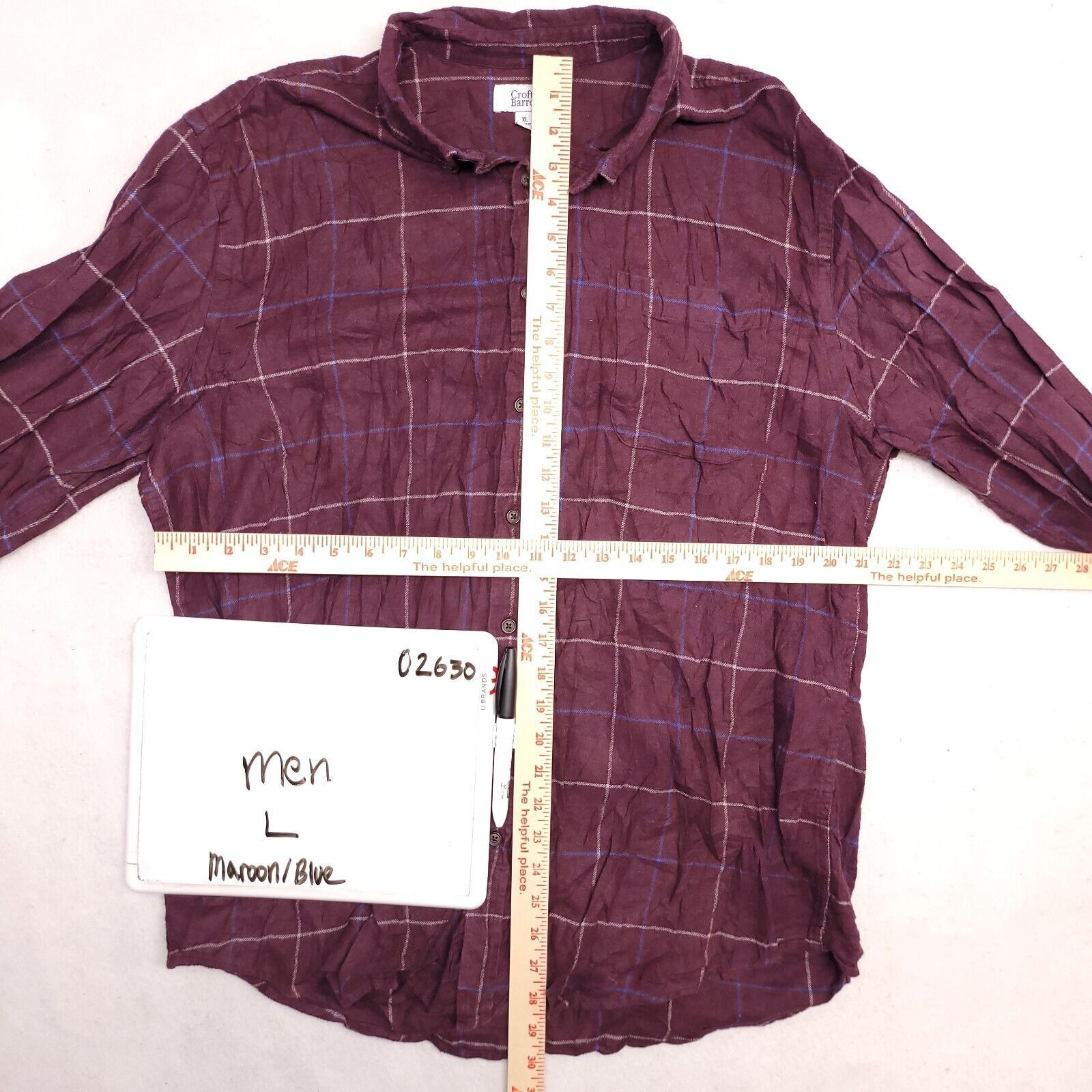 Croft & Barrow Croft & Barrow Windowpane Flannel Shirt Mens Size XL Maroon Size US XL / EU 56 / 4 - 6 Thumbnail