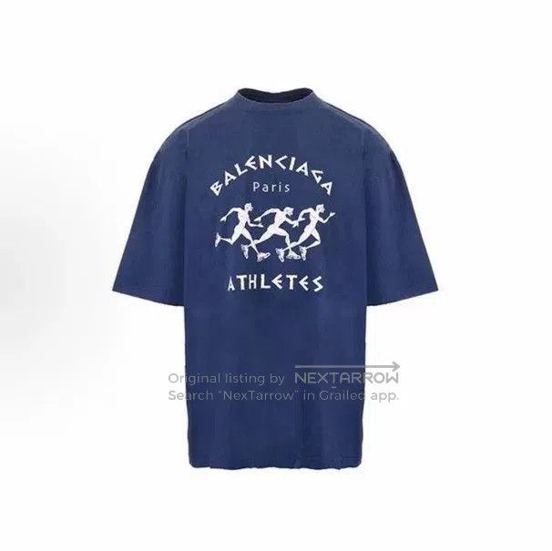 Balenciaga Balenciaga Blue Distressed Running Short Sleeve. Size US M / EU 48-50 / 2 - 1 Thumbnail